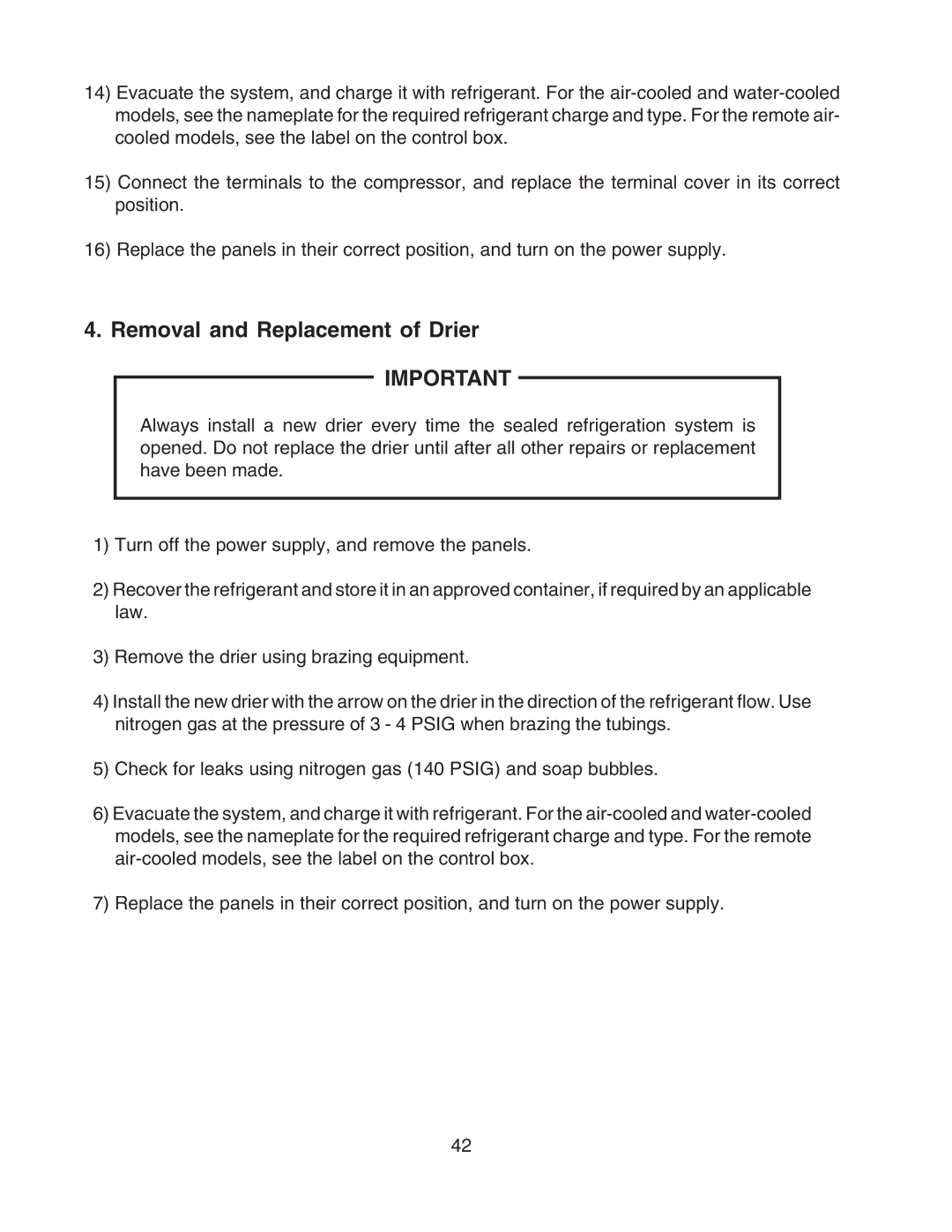 Hoshizaki F-801MAH/-C, F-801MWH/-C service manual Removal and Replacement of Drier 