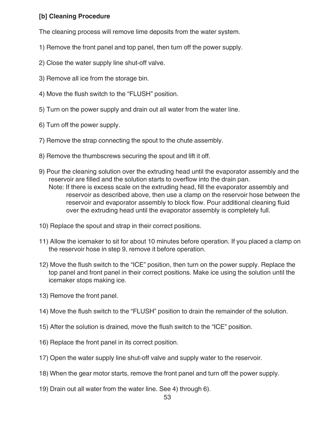 Hoshizaki F-801MWH/-C, F-801MAH/-C service manual Cleaning Procedure 