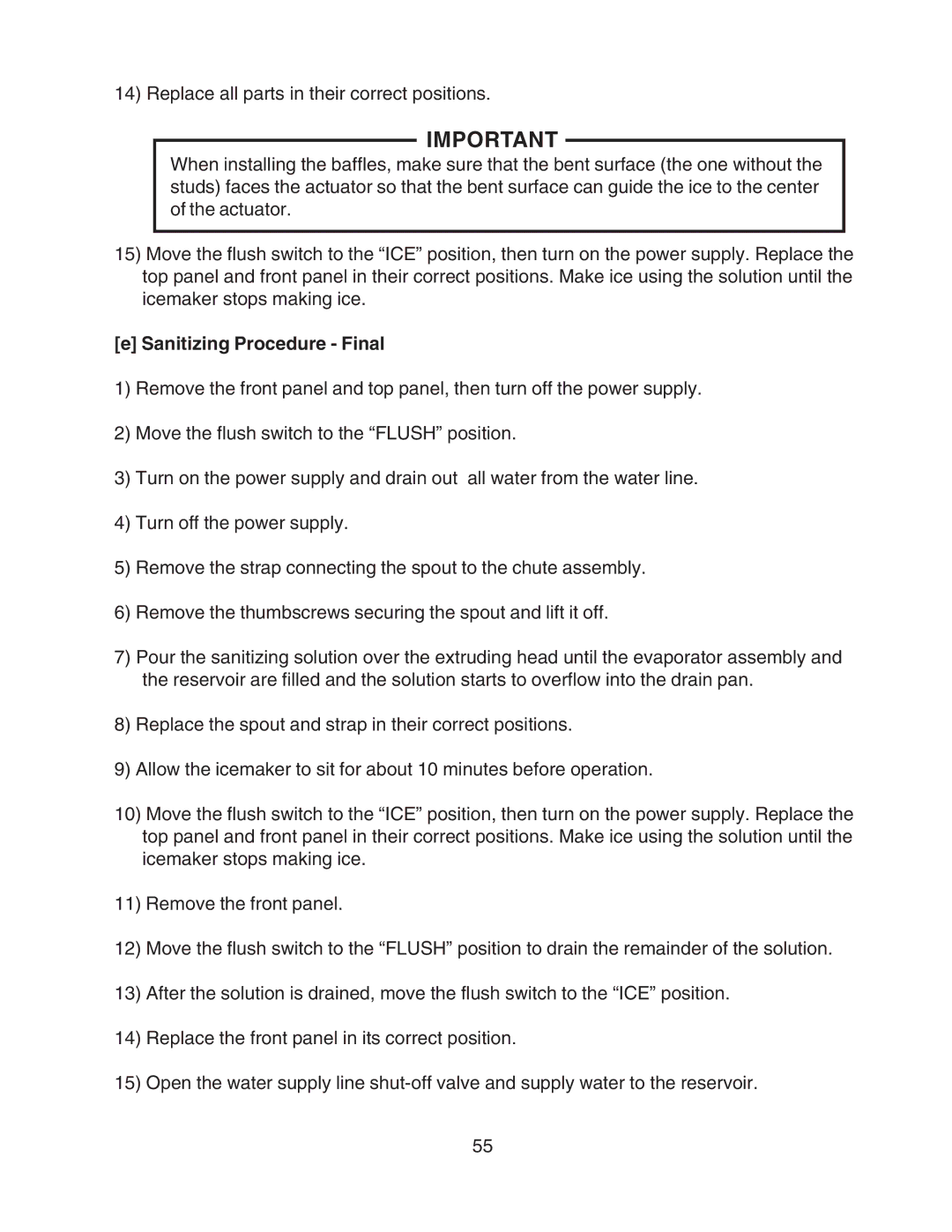 Hoshizaki F-801MWH/-C, F-801MAH/-C service manual Sanitizing Procedure Final 