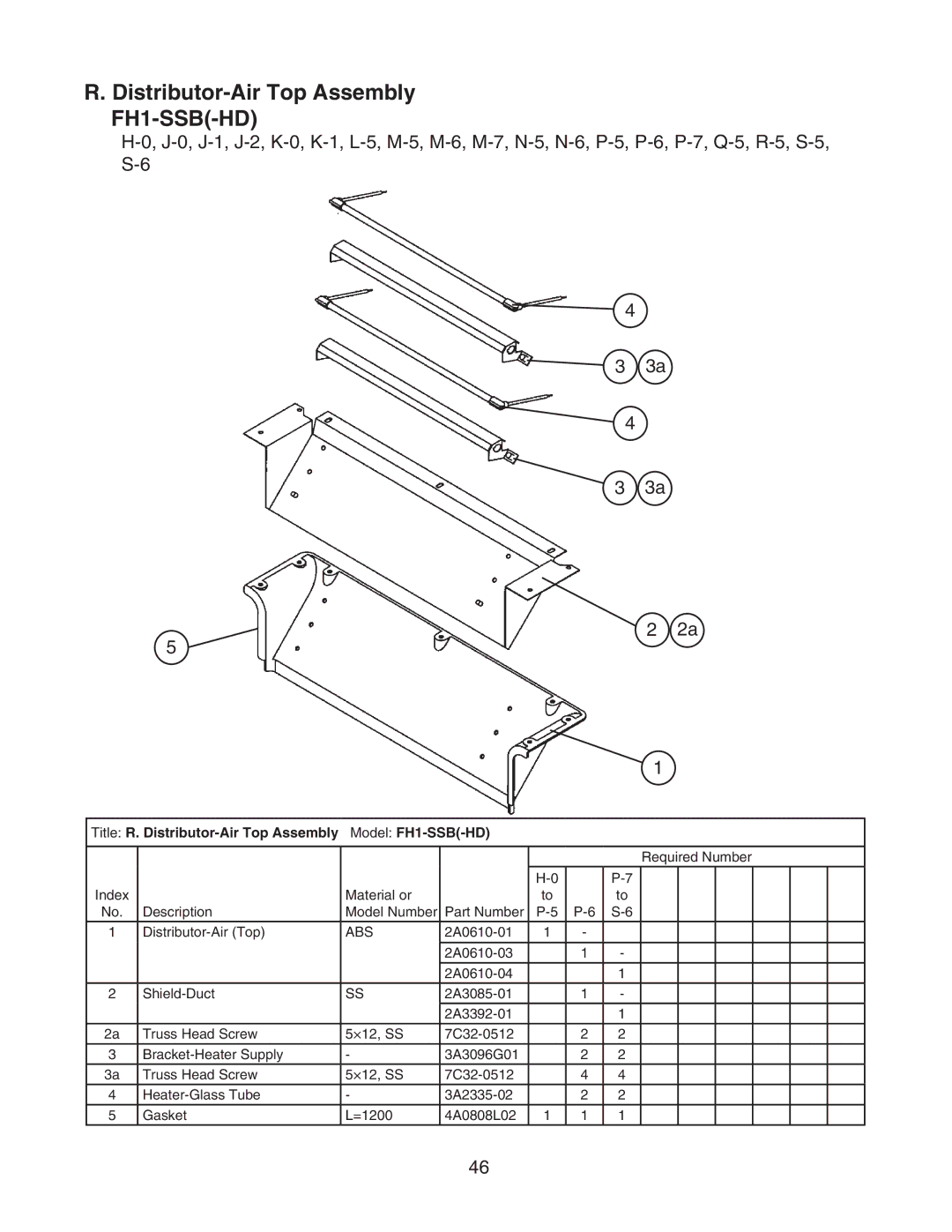 Hoshizaki FH1-SSB(-HD) manual Title R. Distributor-Air Top Assembly Model FH1-SSB-HD 