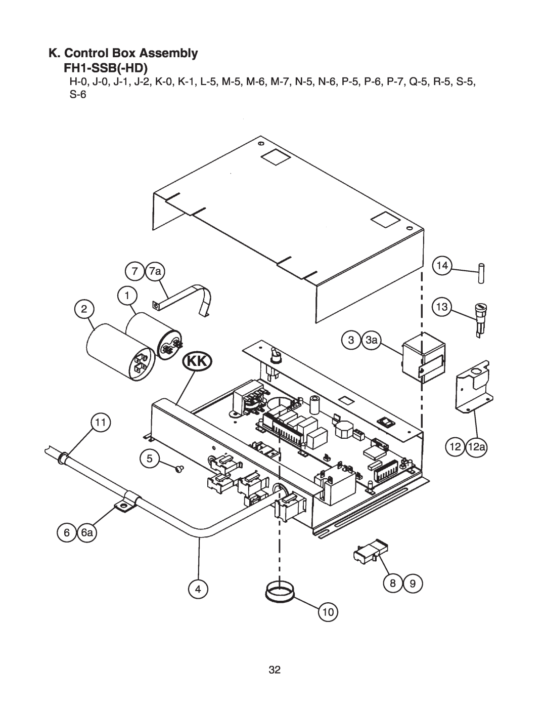 Hoshizaki FH1-SSB(-HD) manual K. Control Box Assembly FH1-SSB-HD 