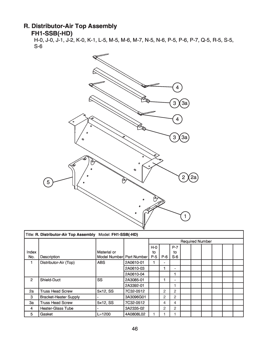 Hoshizaki FH1-SSB(-HD) manual R. Distributor-AirTop Assembly FH1-SSB-HD, 4 3 3a 4 3 3a 2 2a 