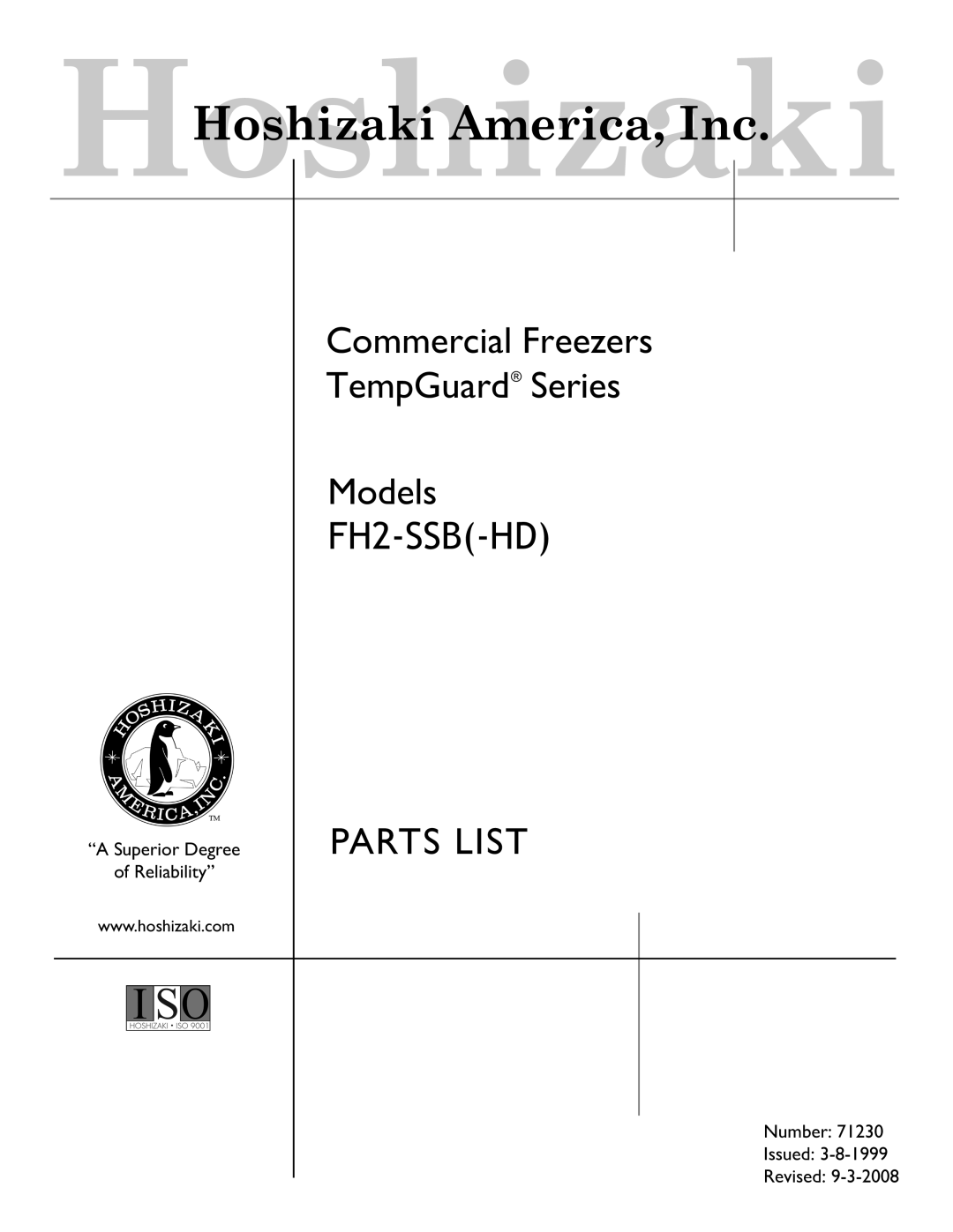 Hoshizaki manual FH2-SSB-HD 