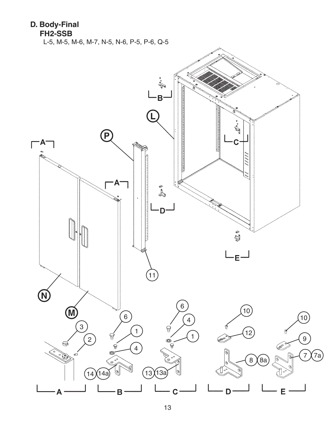 Hoshizaki FH2-SSB manual M-5, M-6, M-7, N-5, N-6, P-5, P-6, Q-5 14a 13 13a 