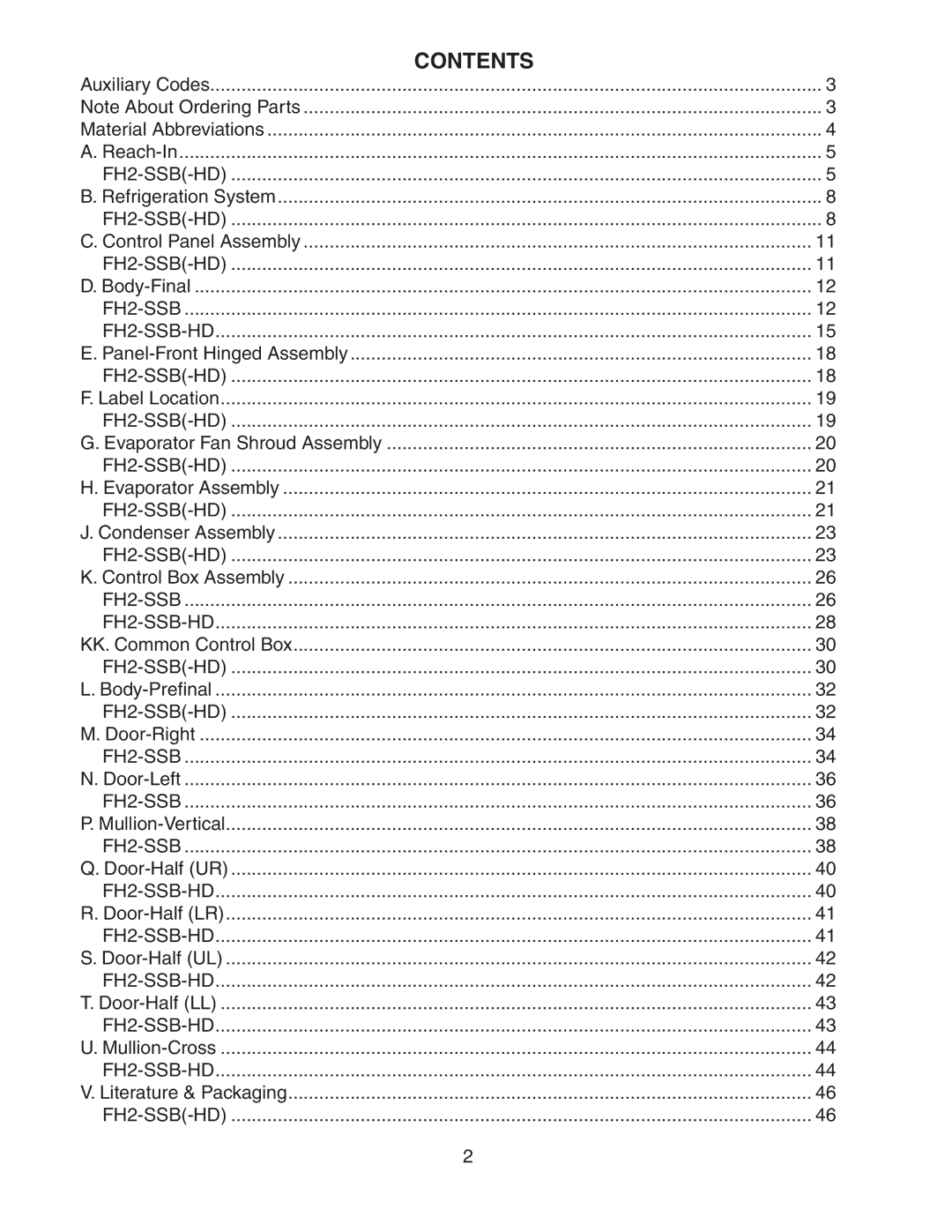 Hoshizaki FH2-SSB manual Contents 