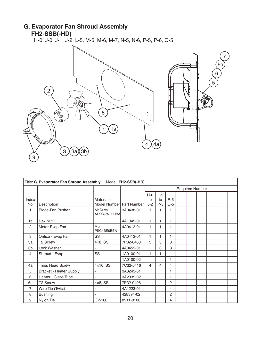 Hoshizaki manual Title G. Evaporator Fan Shroud Assembly Model FH2-SSB-HD 