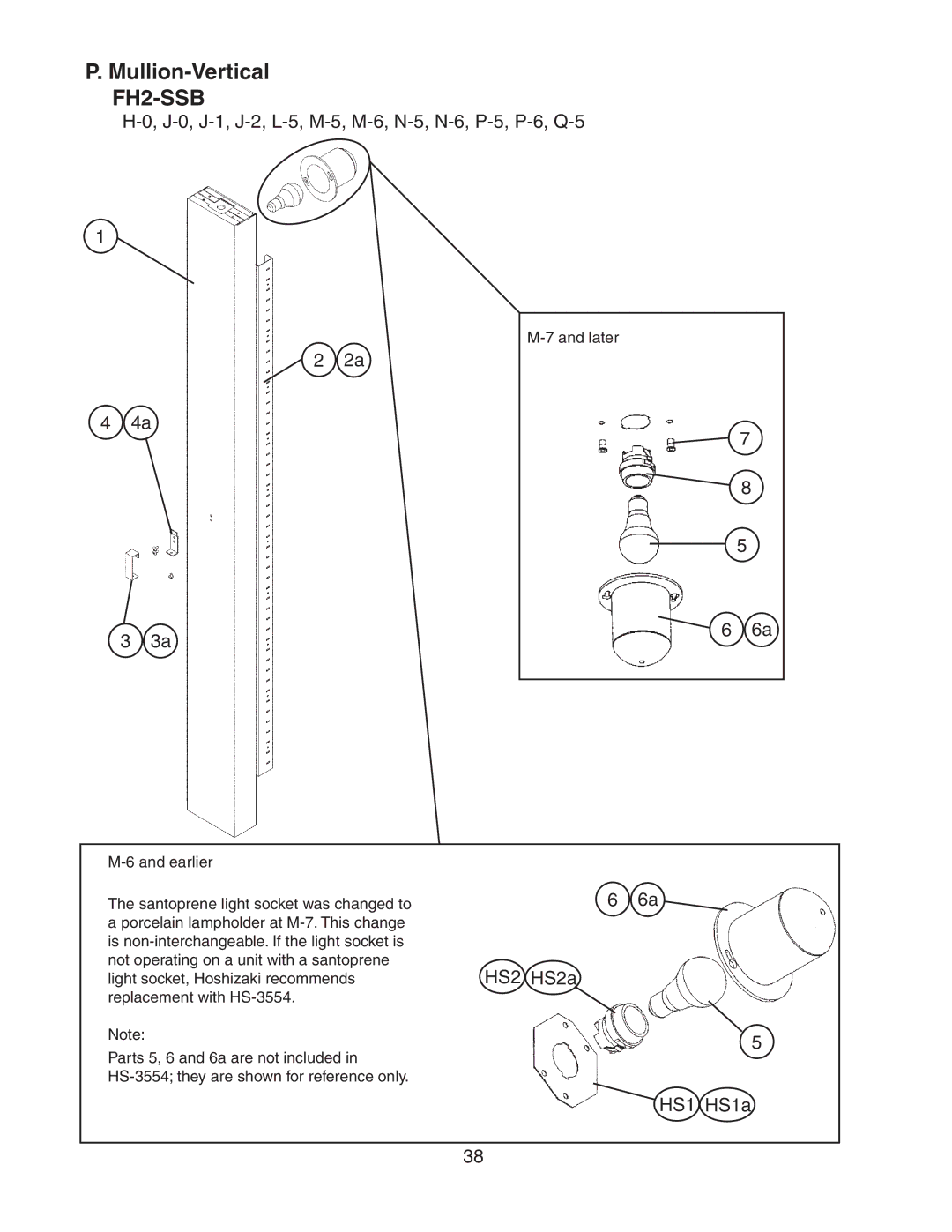 Hoshizaki FH2-SSB manual J-0, J-1, J-2, L-5, M-5, M-6, N-5, N-6, P-5, P-6, Q-5, HS2 HS2a, HS1 HS1a 