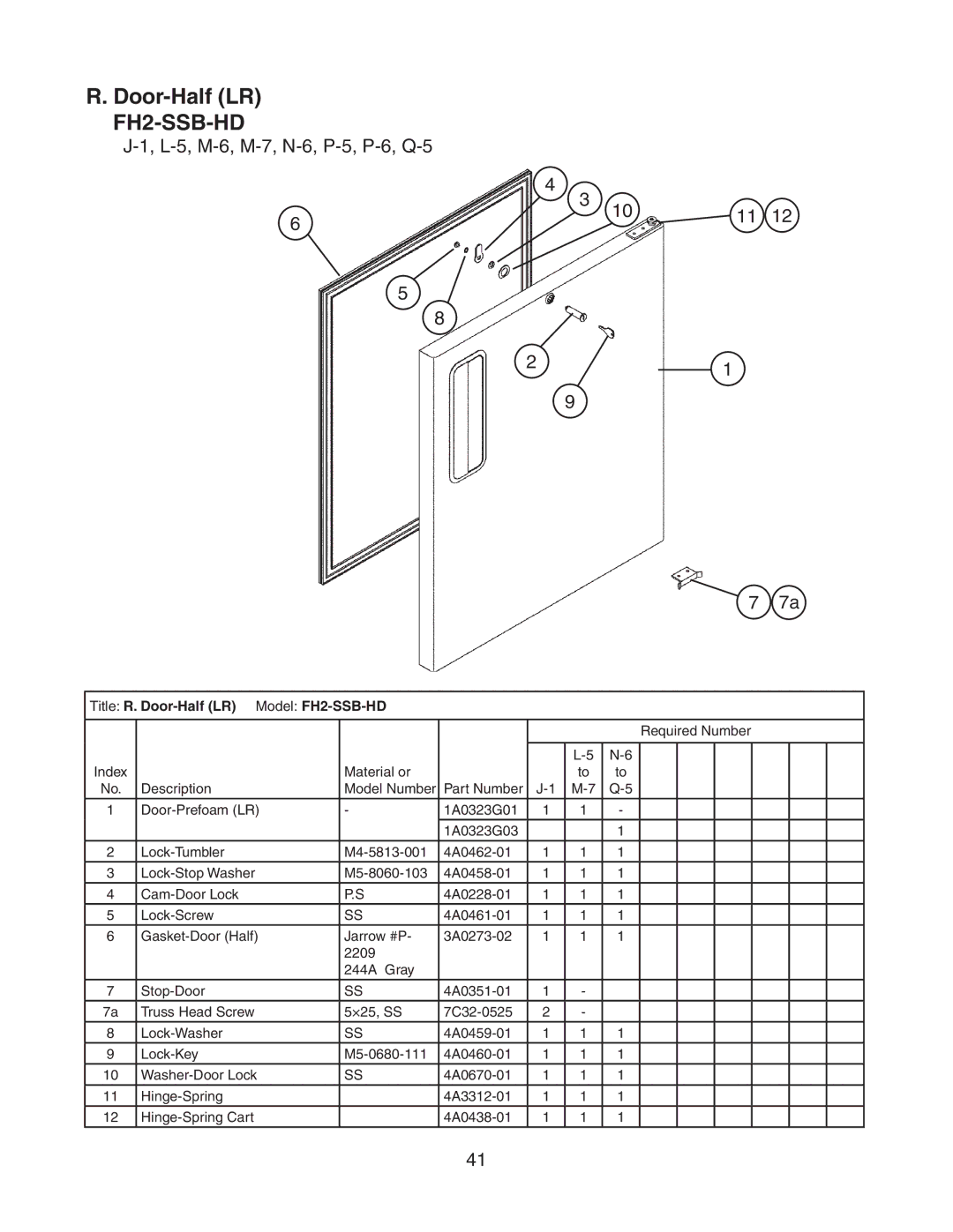 Hoshizaki manual Title R. Door-Half LR Model FH2-SSB-HD 