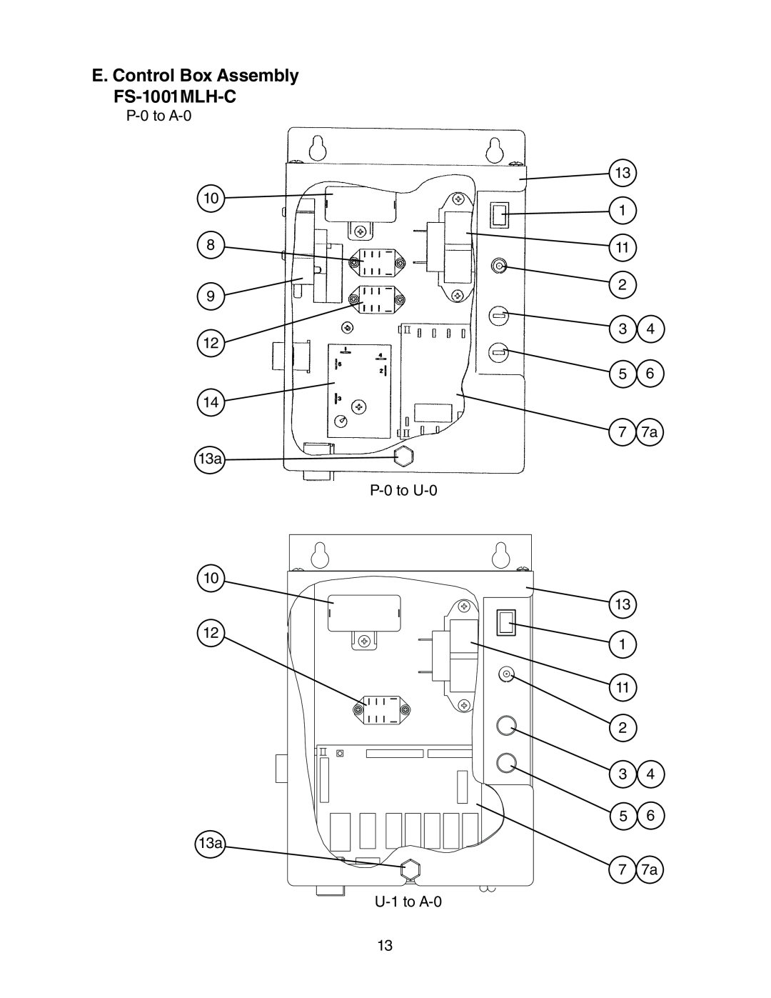 Hoshizaki manual E. Control Box Assembly FS-1001MLH-C 
