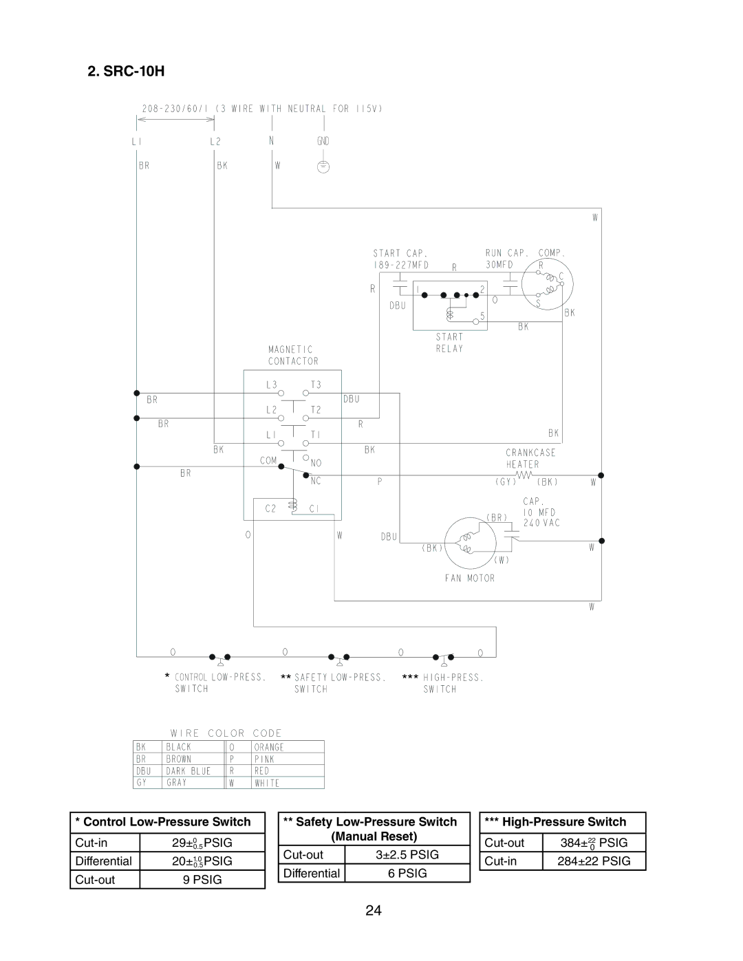 Hoshizaki FS-1022MLH-C Control Low-Pressure Switch, Safety Low-Pressure Switch Manual Reset, High-Pressure Switch 