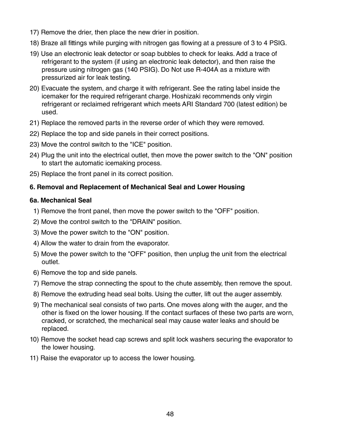 Hoshizaki FS-1022MLH-C service manual 