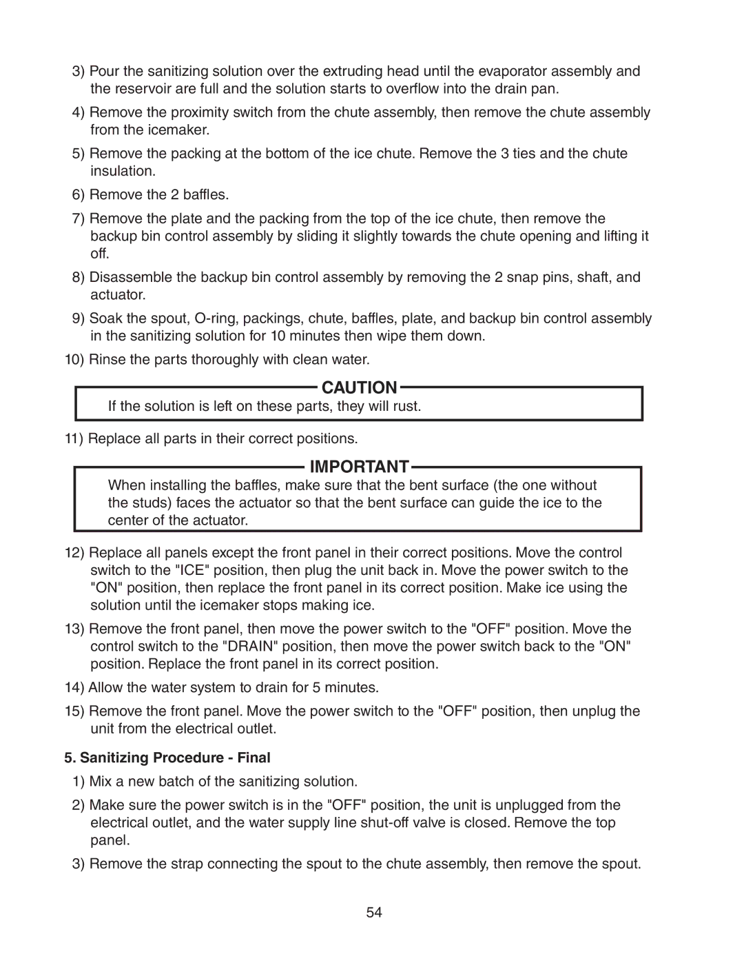 Hoshizaki FS-1022MLH-C service manual Sanitizing Procedure Final 