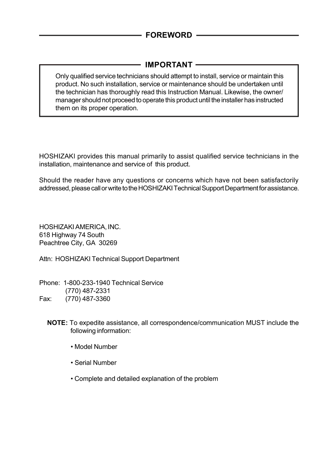 Hoshizaki HNC-120AA-L/R, HNC-90AA-L/R manual WkhpRqLwvSurshuRshudwlrq, $WWQ+26+,=$.,7HFKQLFDO6XSSRUWHSDUWPHQW 