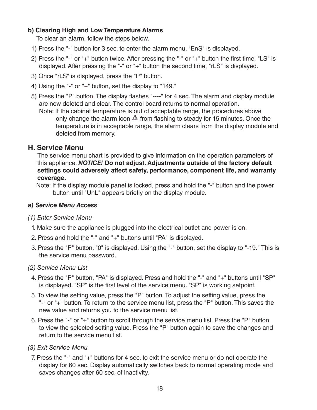 Hoshizaki HR24A service manual Service Menu Access 