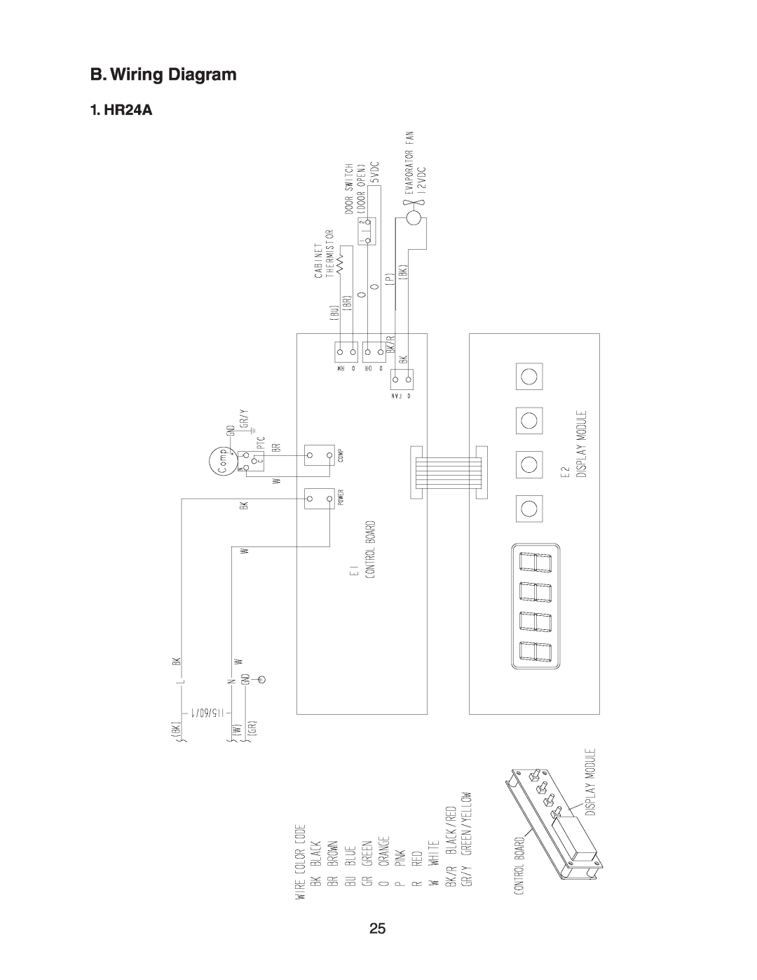 Hoshizaki service manual B. Wiring Diagram, 1. HR24A 