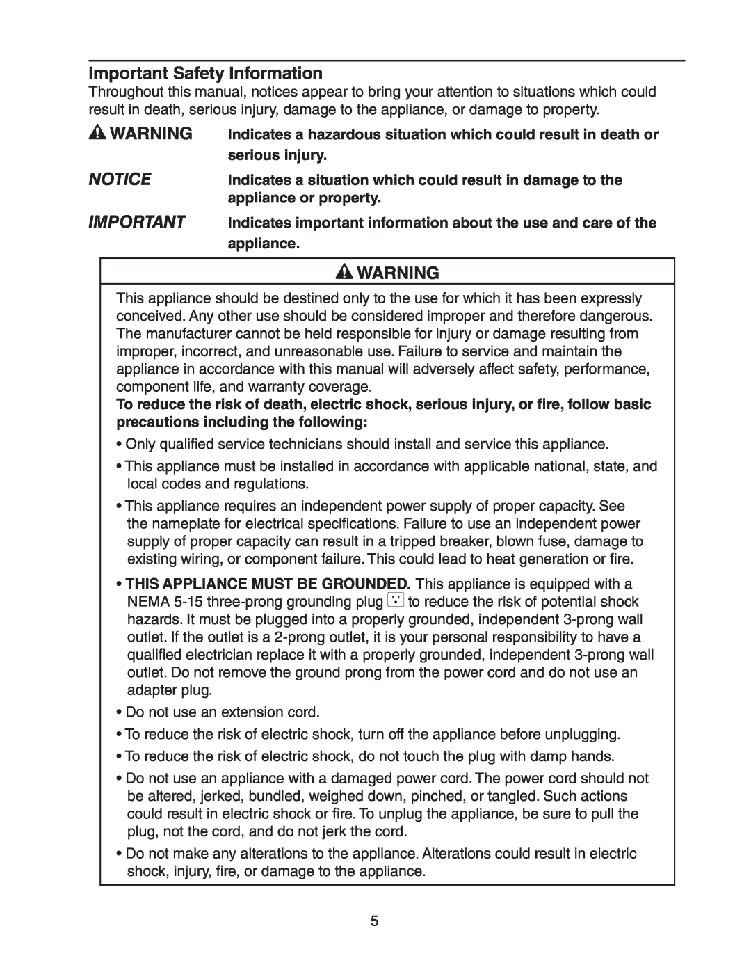 Hoshizaki HR24A service manual Important Safety Information 