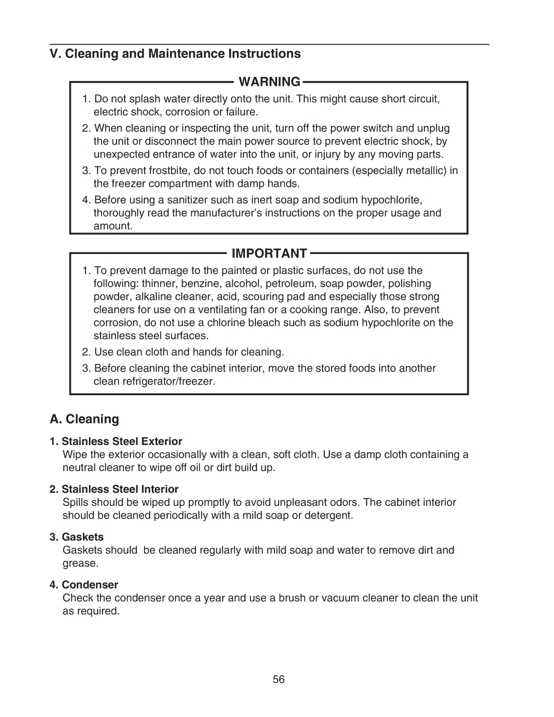 Hoshizaki HUR96A(-D), HWR40A(-D), HUR68A(-D), HUR40A(-D), HWR68A(-D) service manual Cleaning and Maintenance Instructions 