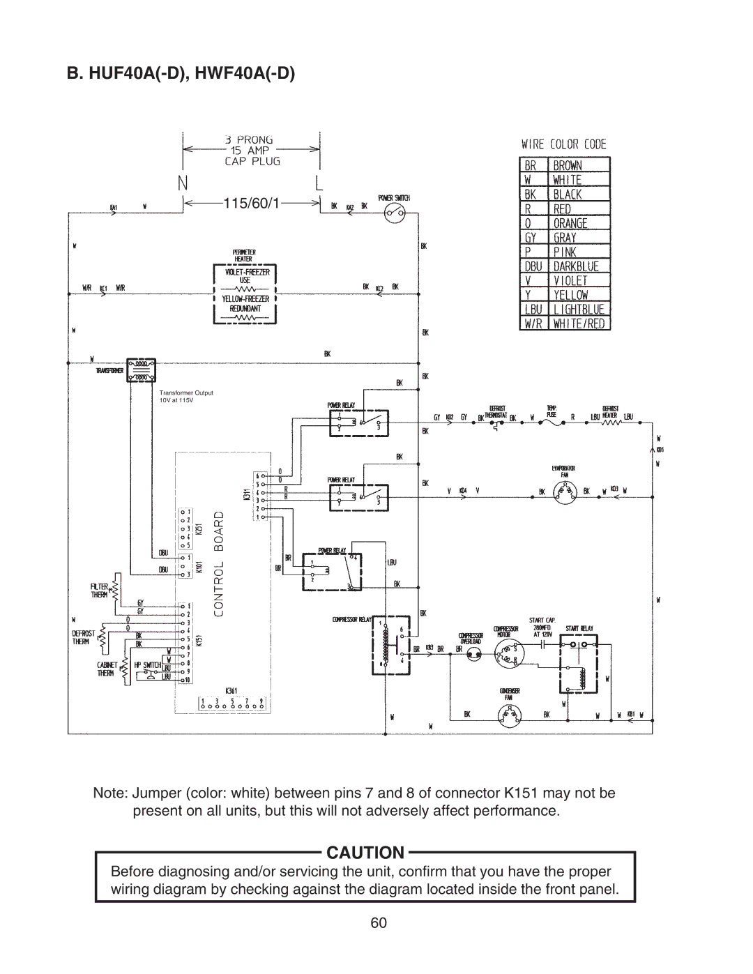 Hoshizaki HWR40A(-D), HUR96A(-D), HUR68A(-D), HUR40A(-D), HWR68A(-D) service manual HUF40A-D, HWF40A-D 