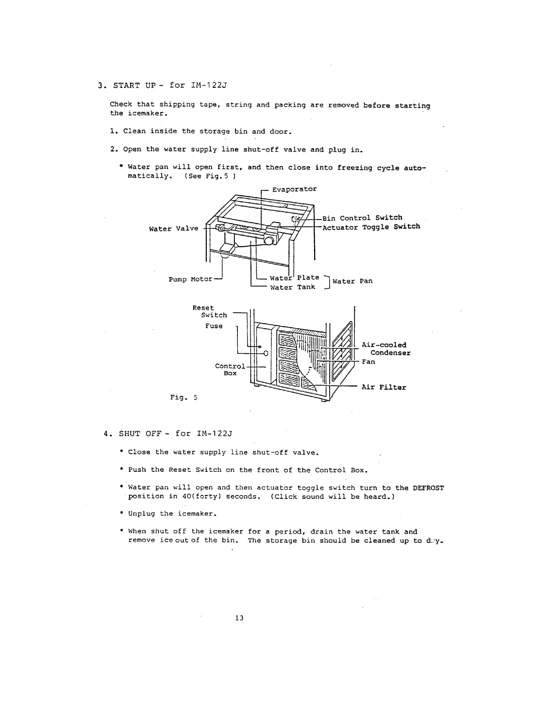 Hoshizaki IM-122J, IM-202J manual 