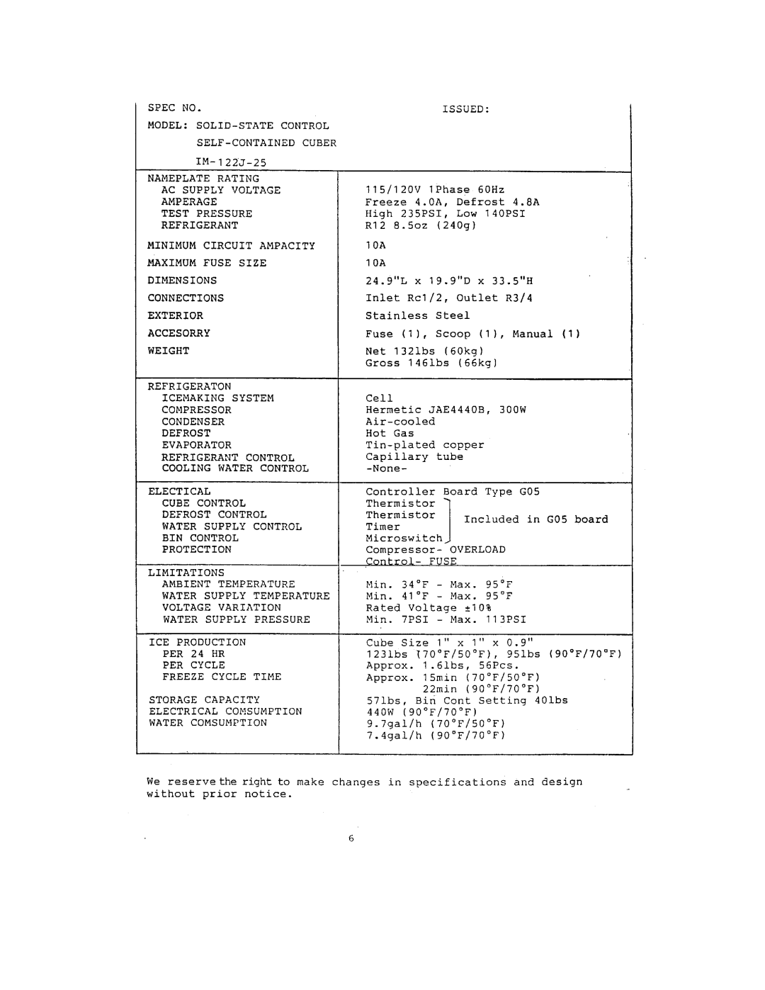 Hoshizaki IM-202J, IM-122J manual 