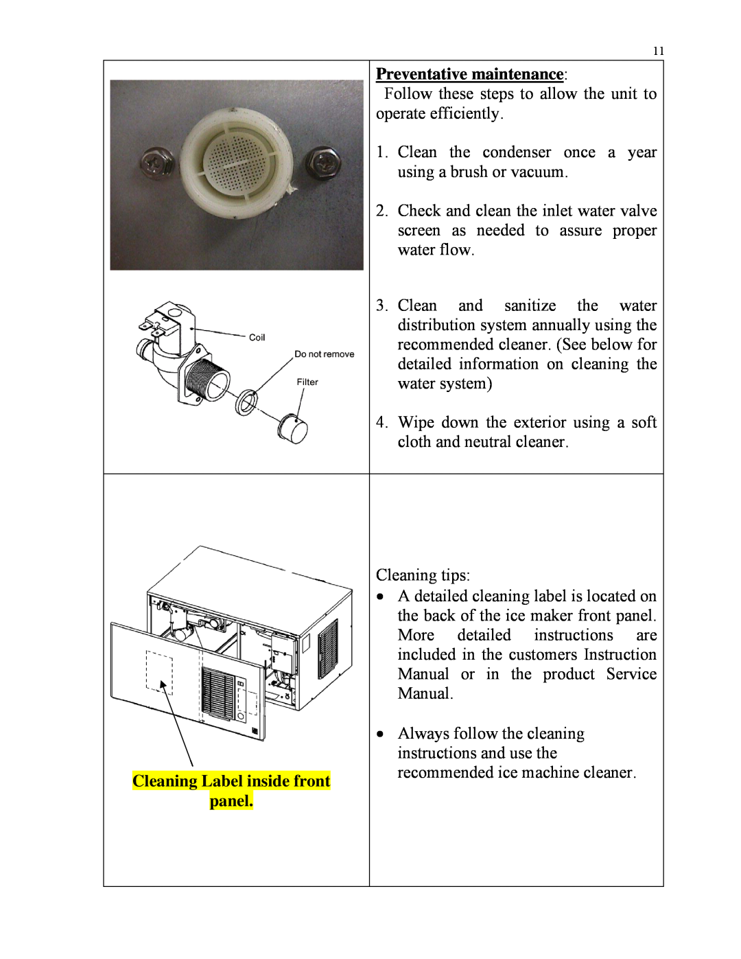 Hoshizaki IM-500SAA manual Preventative maintenance, recommended ice machine cleaner 