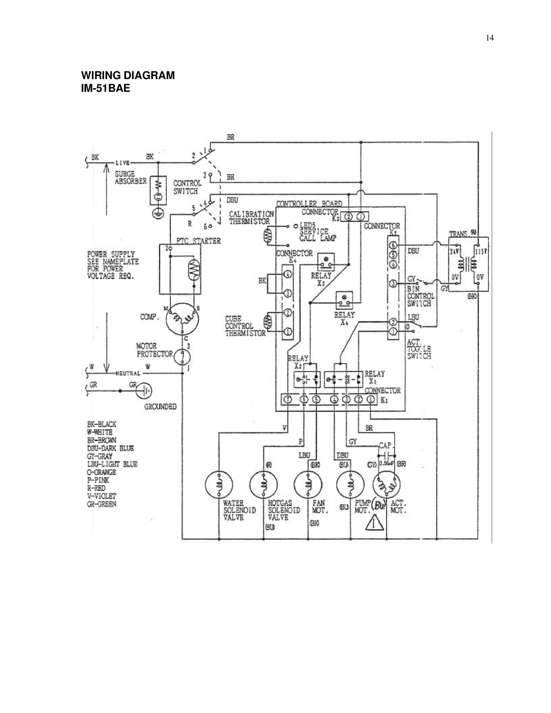 Hoshizaki manual Wiring Diagram IM-51BAE 