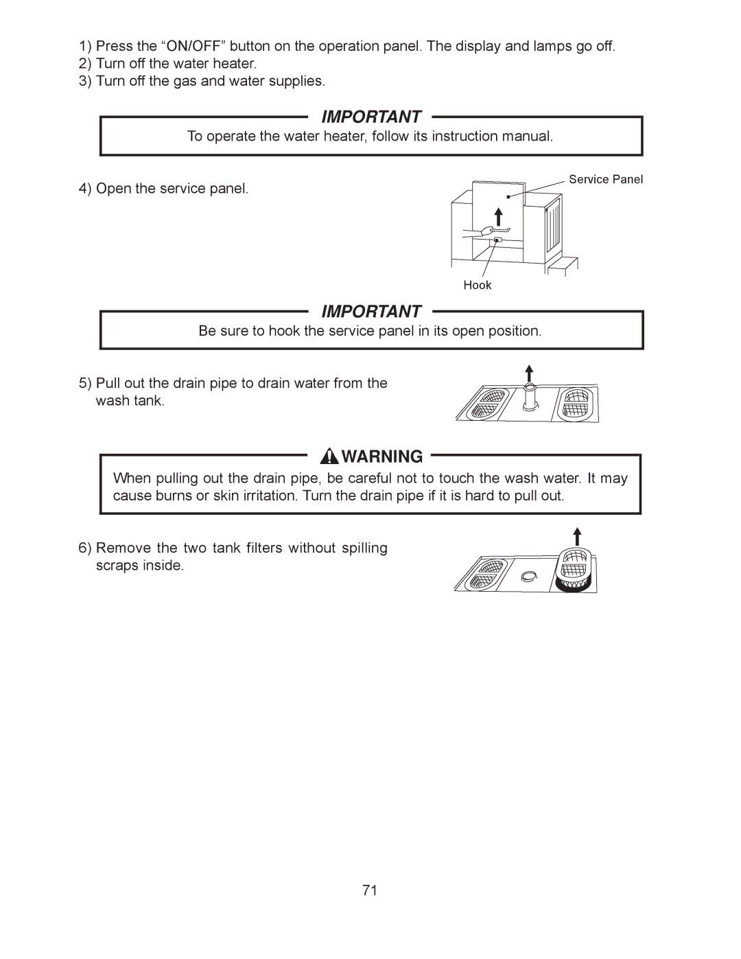 Hoshizaki JWE-24000CUA-L-25B, JWE-2400CUA-R-25B service manual Service Panel Hook 