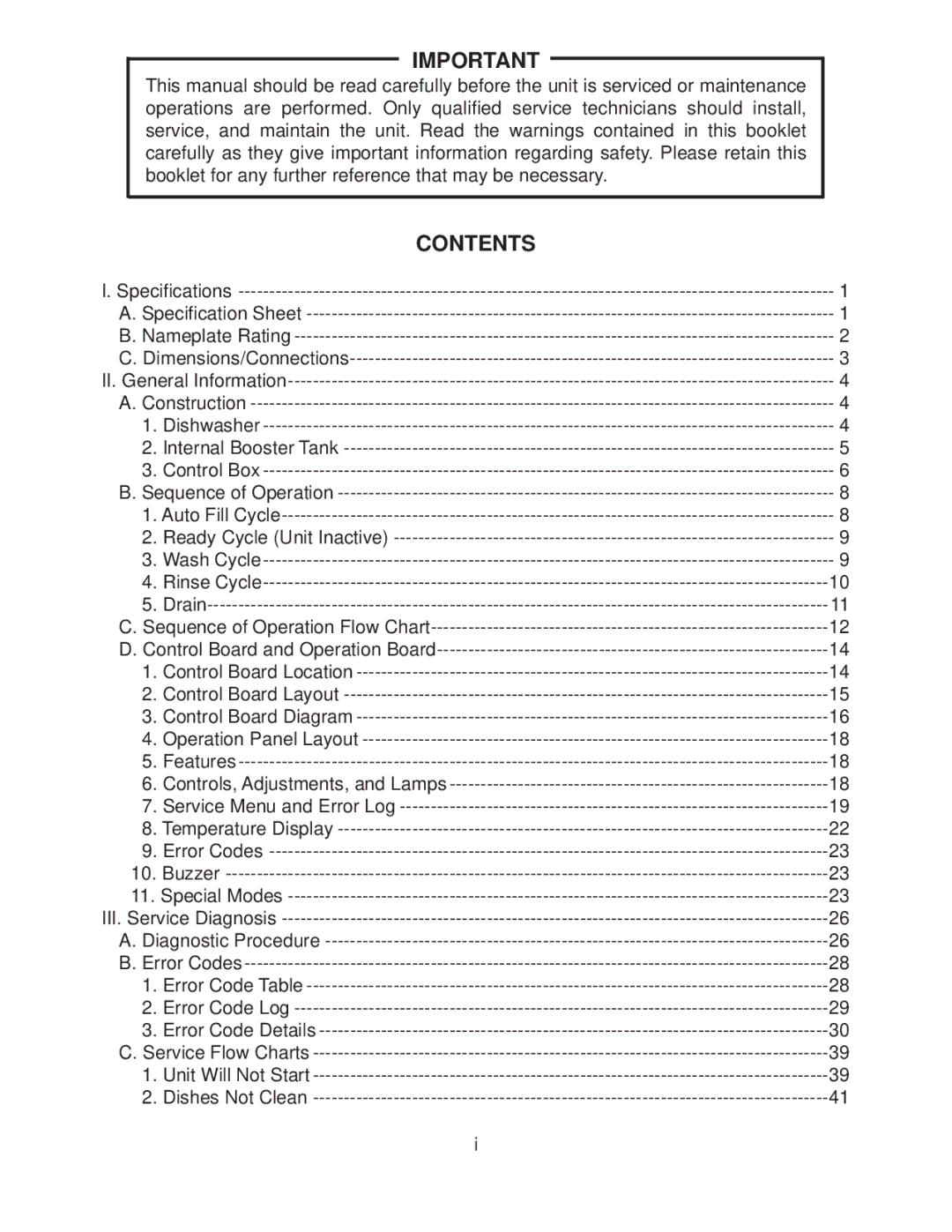 Hoshizaki JWE-620UA-6B service manual Contents 