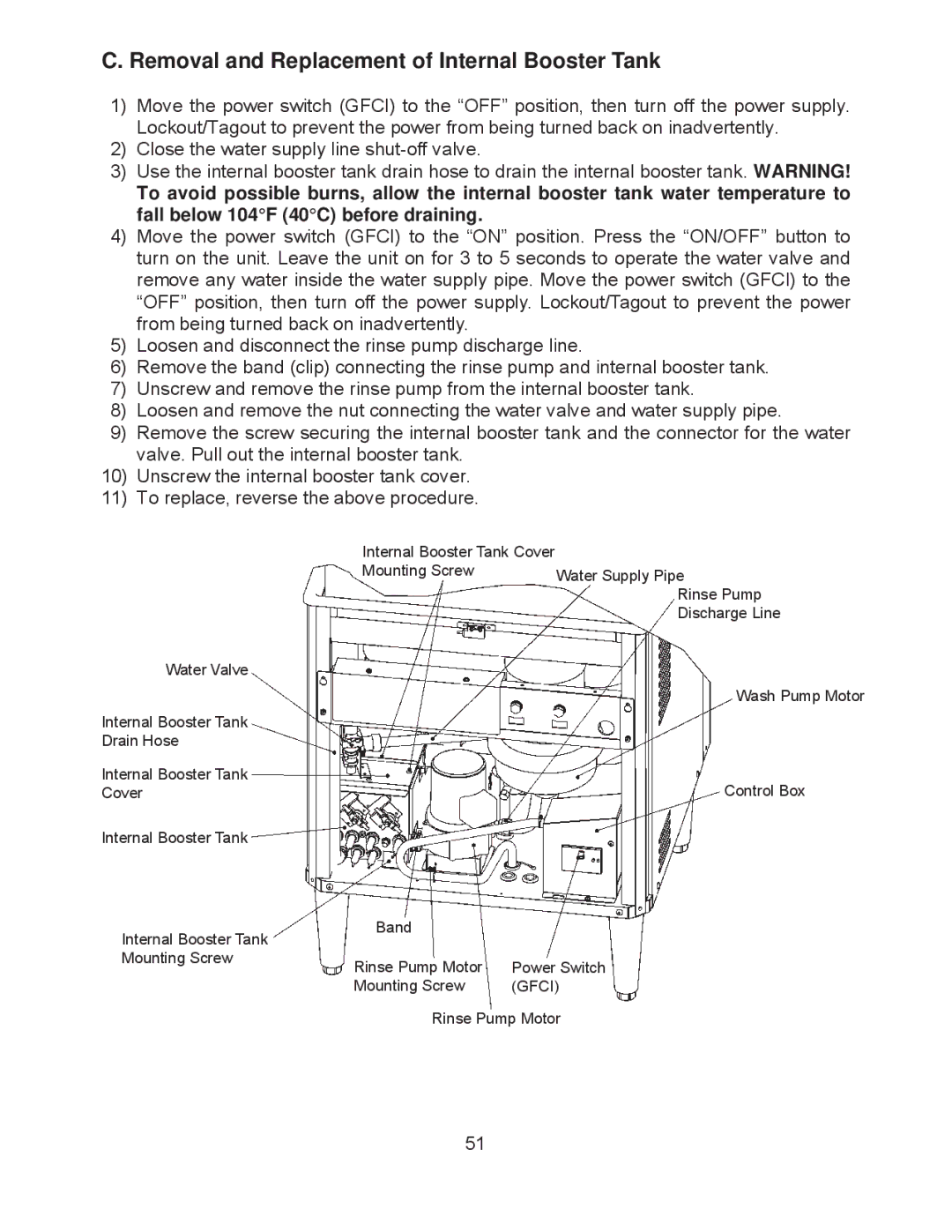 Hoshizaki JWE-620UA-6B service manual Removal and Replacement of Internal Booster Tank 