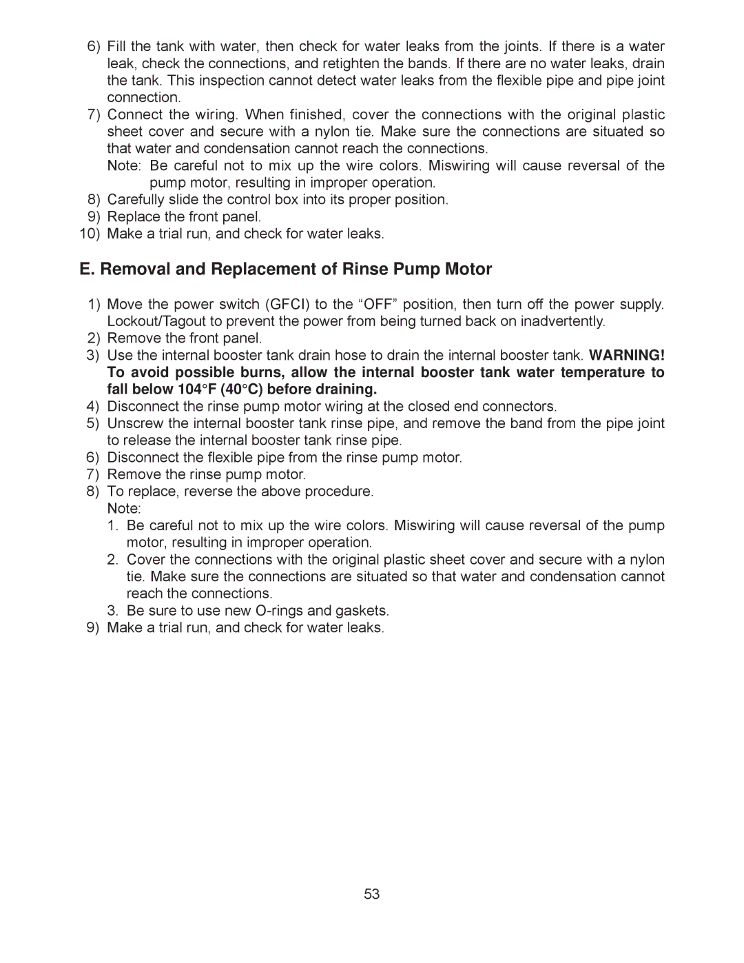 Hoshizaki JWE-620UA-6B service manual Removal and Replacement of Rinse Pump Motor 