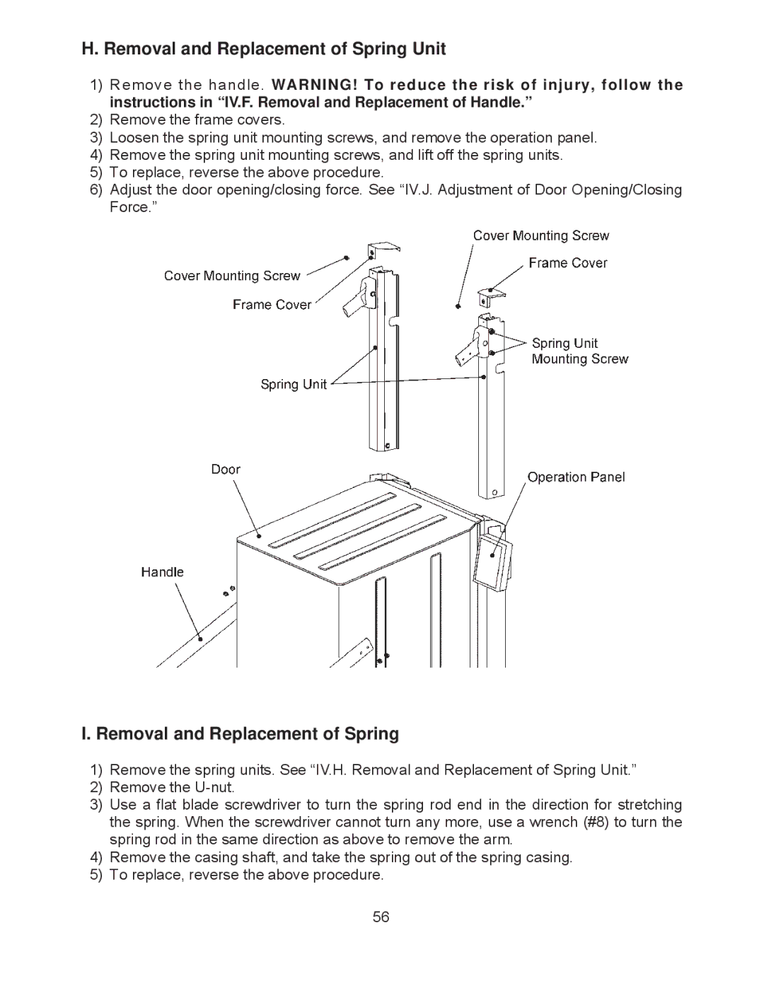 Hoshizaki JWE-620UA-6B service manual Removal and Replacement of Spring Unit 