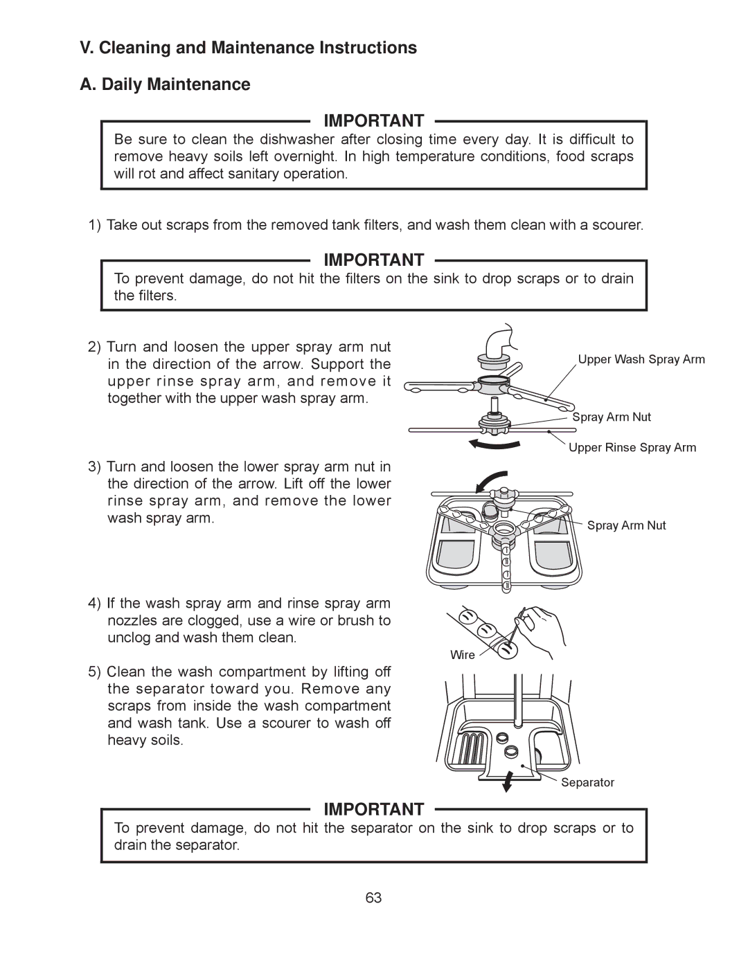 Hoshizaki JWE-620UA-6B service manual Cleaning and Maintenance Instructions Daily Maintenance 