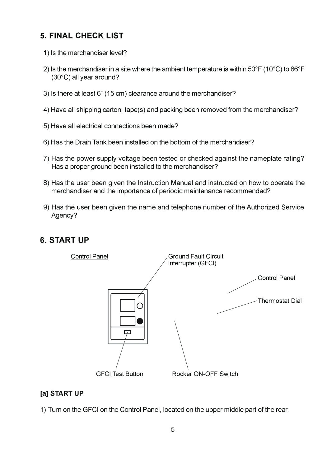 Hoshizaki KD-90D instruction manual Final Check List, Start Up, a START UP 