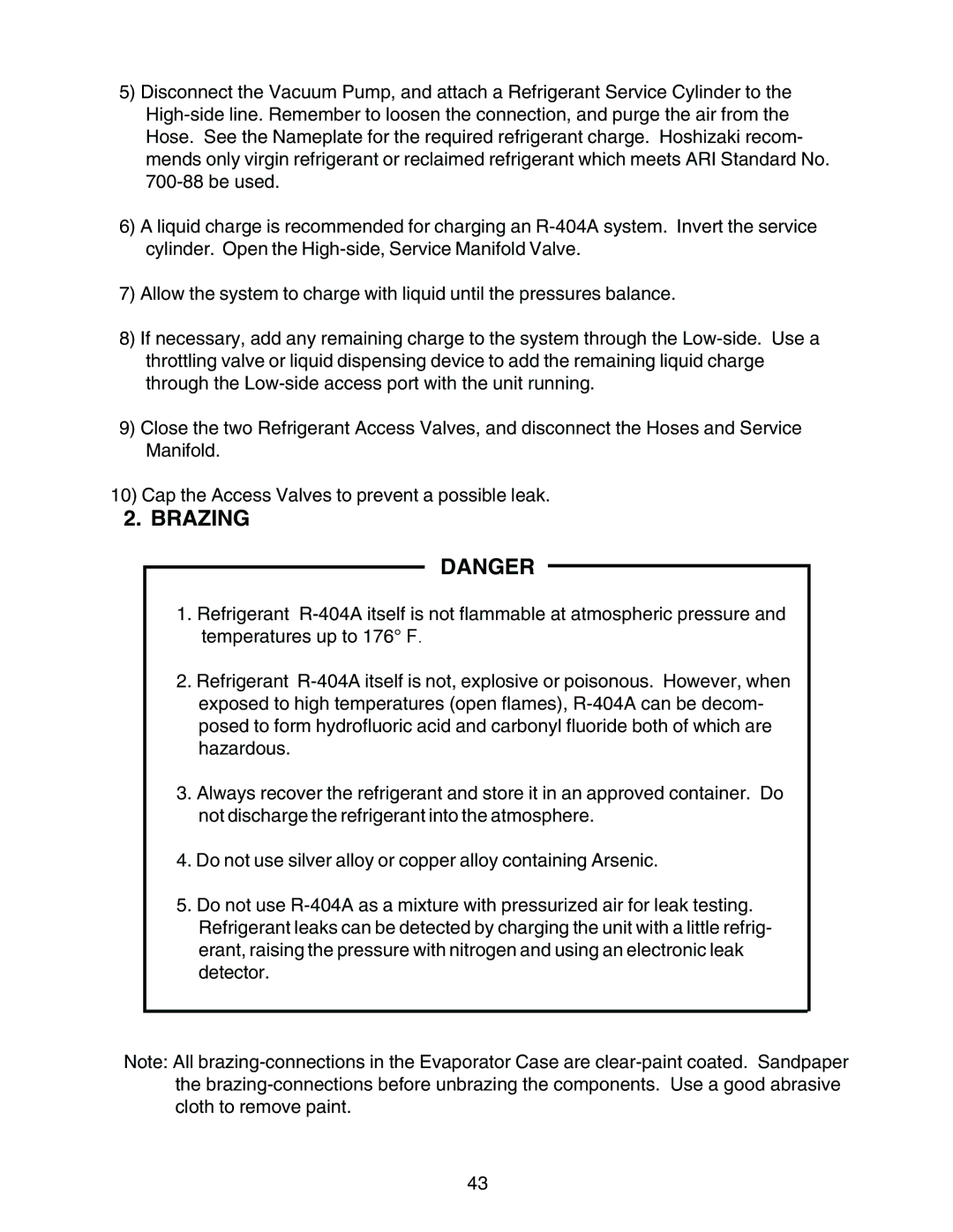 Hoshizaki KM-1300MAH, KM-1300MWH, KM-1300MRH service manual Brazing 