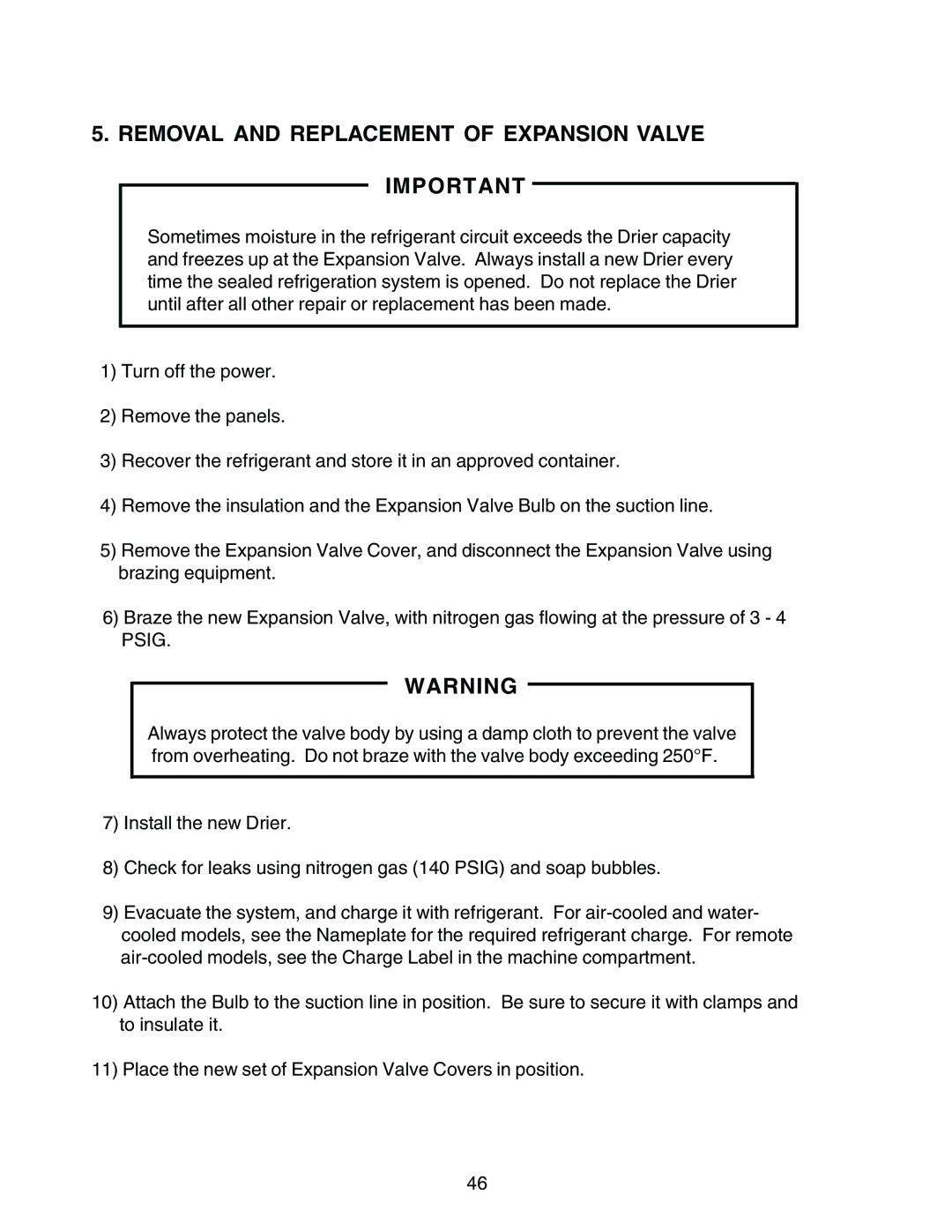 Hoshizaki KM-1300MAH, KM-1300MWH, KM-1300MRH service manual Removal and Replacement of Expansion Valve 