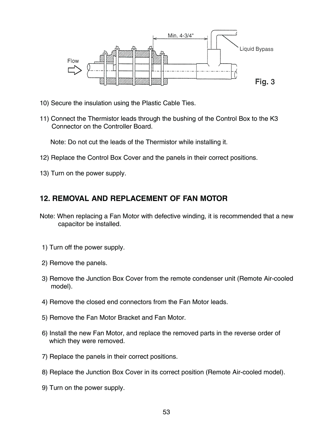 Hoshizaki KM-1300MRH, KM-1300MWH, KM-1300MAH service manual Removal and Replacement of FAN Motor 