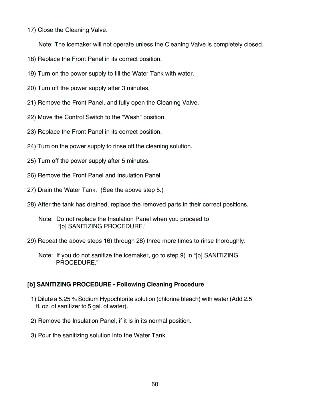 Hoshizaki KM-1300MWH, KM-1300MAH, KM-1300MRH service manual Sanitizing Procedure Following Cleaning Procedure 