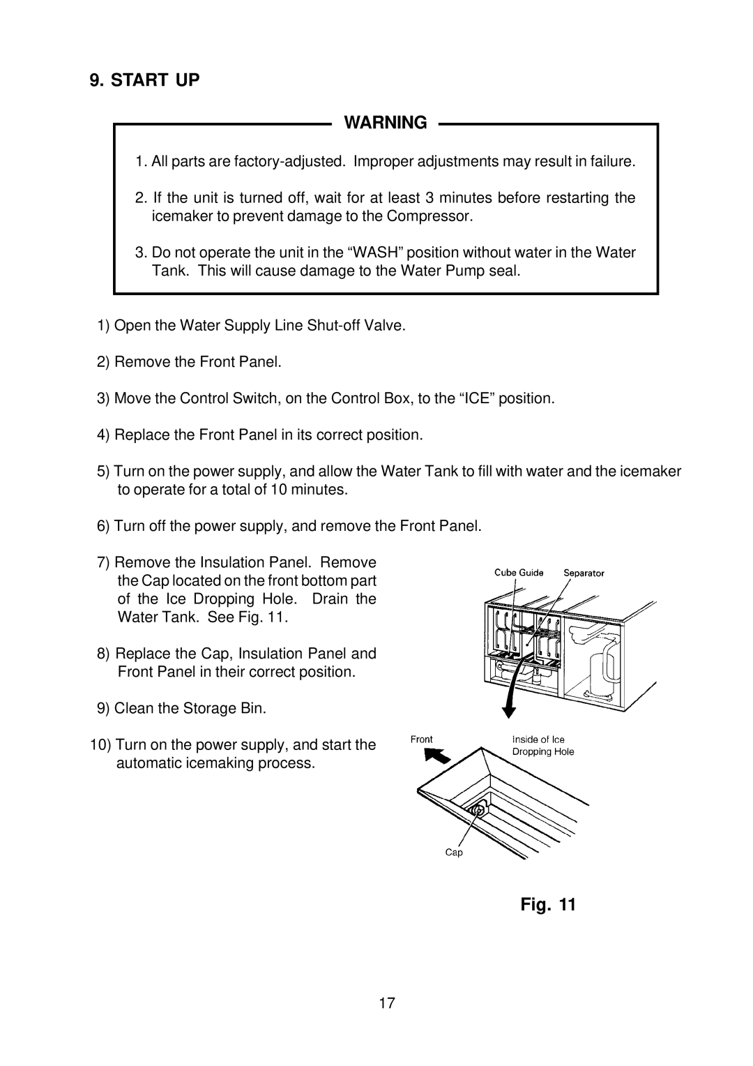 Hoshizaki KM-1300NRF instruction manual Start UP 