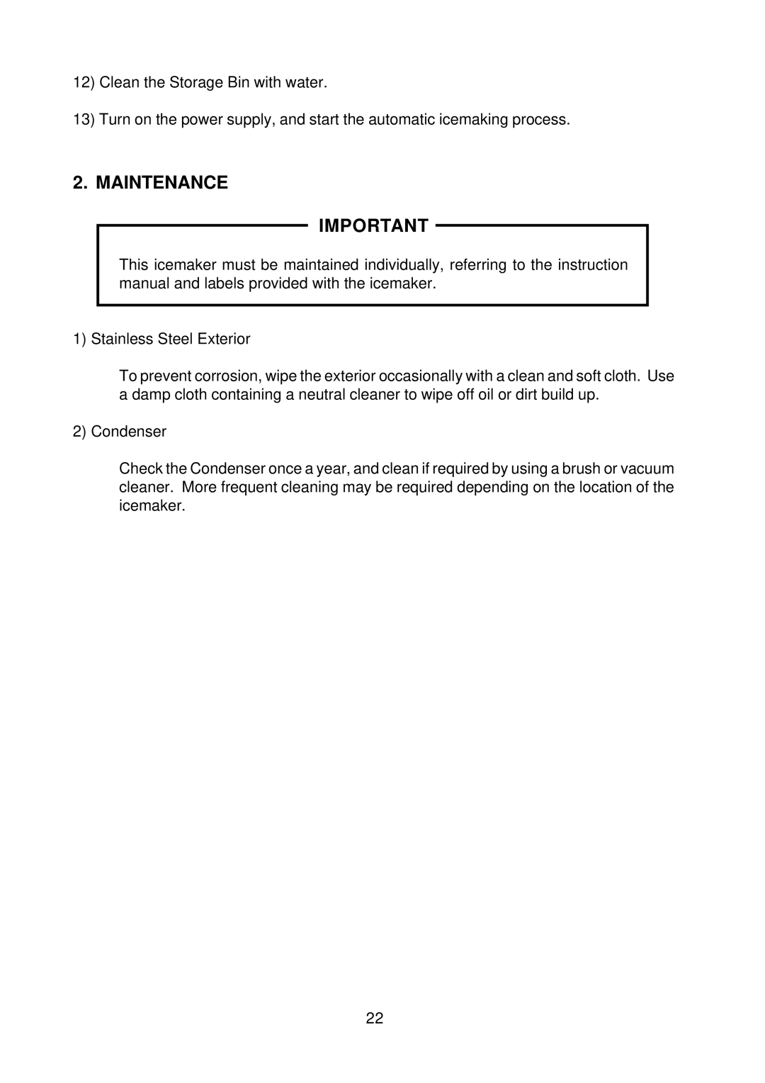 Hoshizaki KM-1300NRF instruction manual Maintenance 