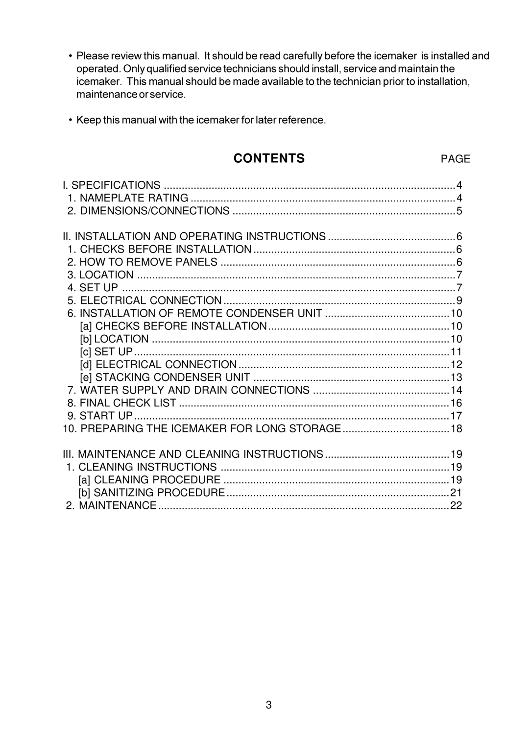 Hoshizaki KM-1300NRF instruction manual Contents 