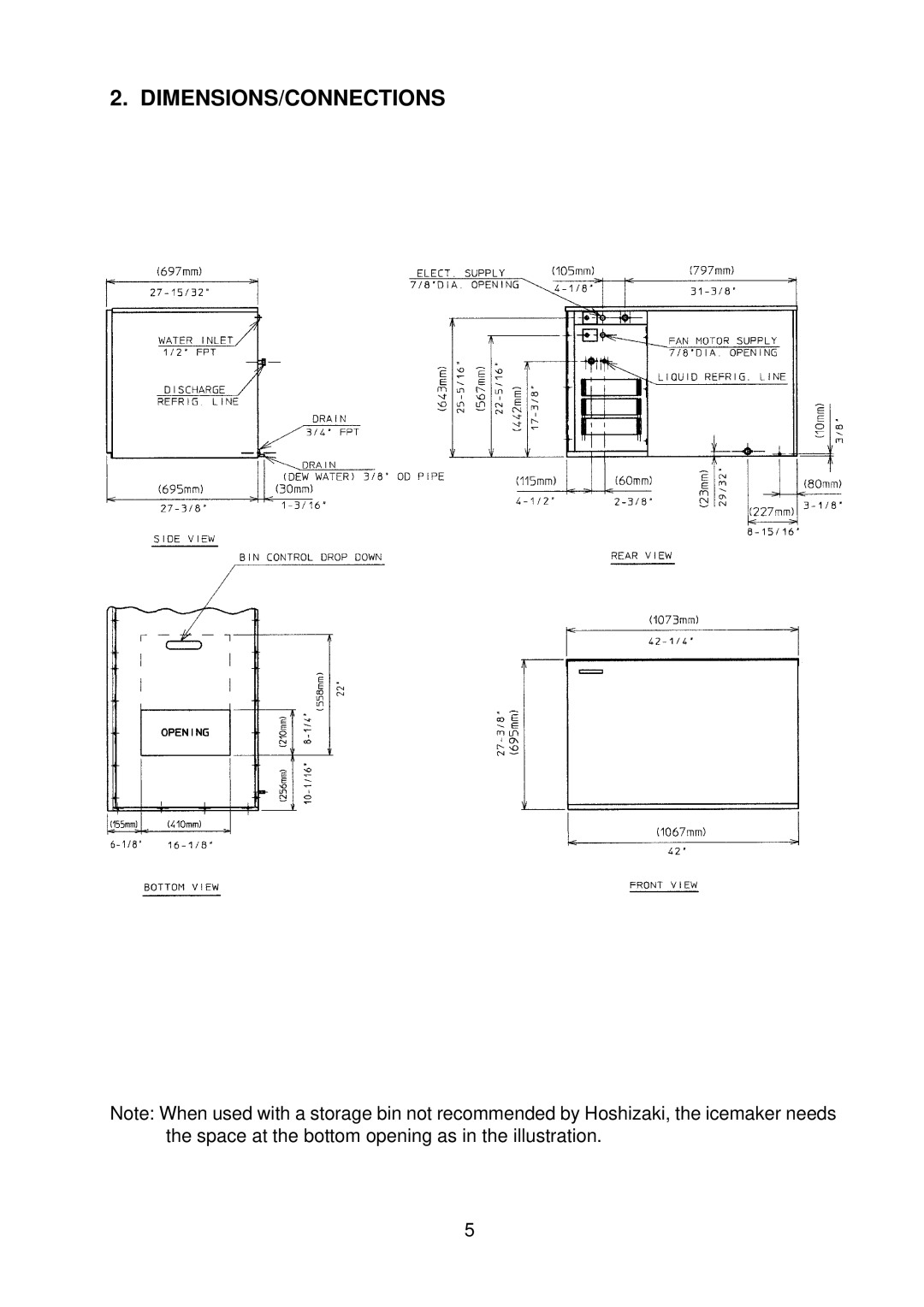 Hoshizaki KM-1300NRF instruction manual Dimensions/Connections 