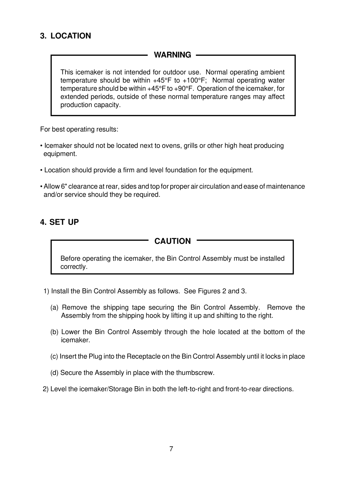 Hoshizaki KM-1300NRF instruction manual Location, Set Up 