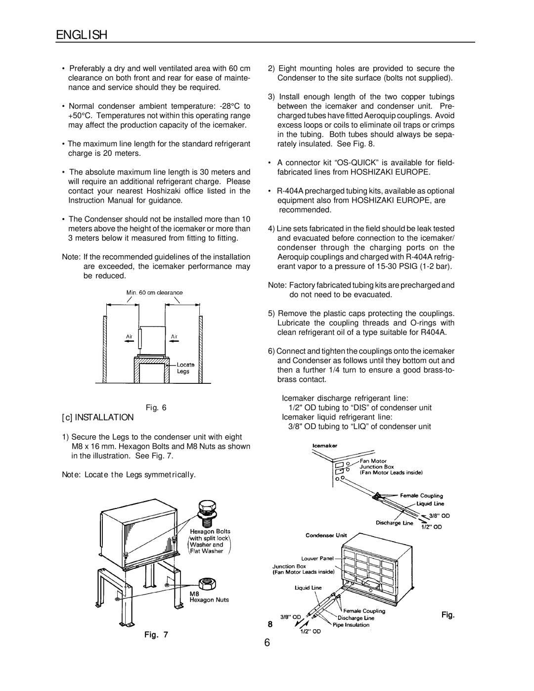 Hoshizaki KM-1300SAH-E, KM-1300SRH-E installation manual Installation 