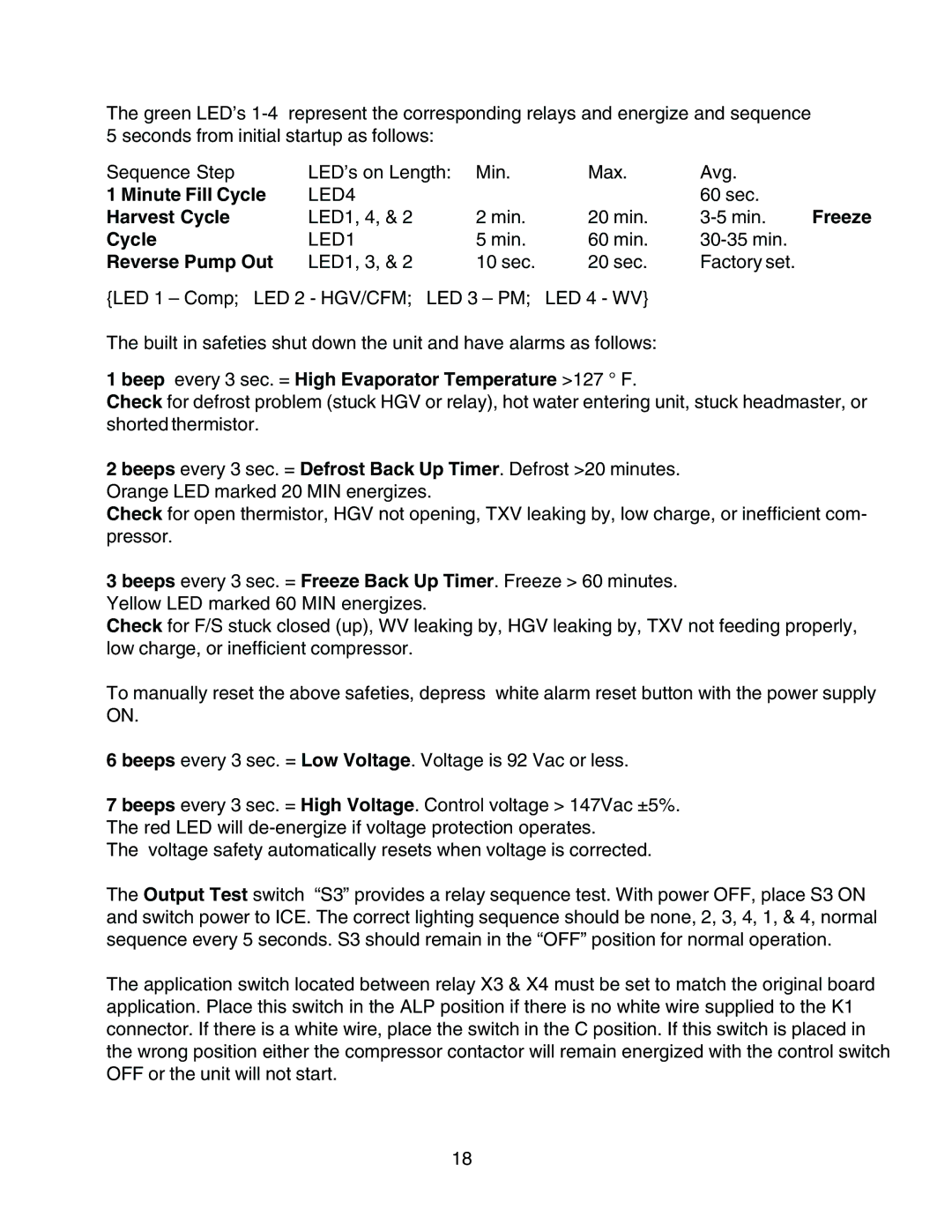 Hoshizaki KM-1300SAH3, KM-1300SWH3, KM-1300SRH3 service manual Minute Fill Cycle, Harvest Cycle, Reverse Pump Out 