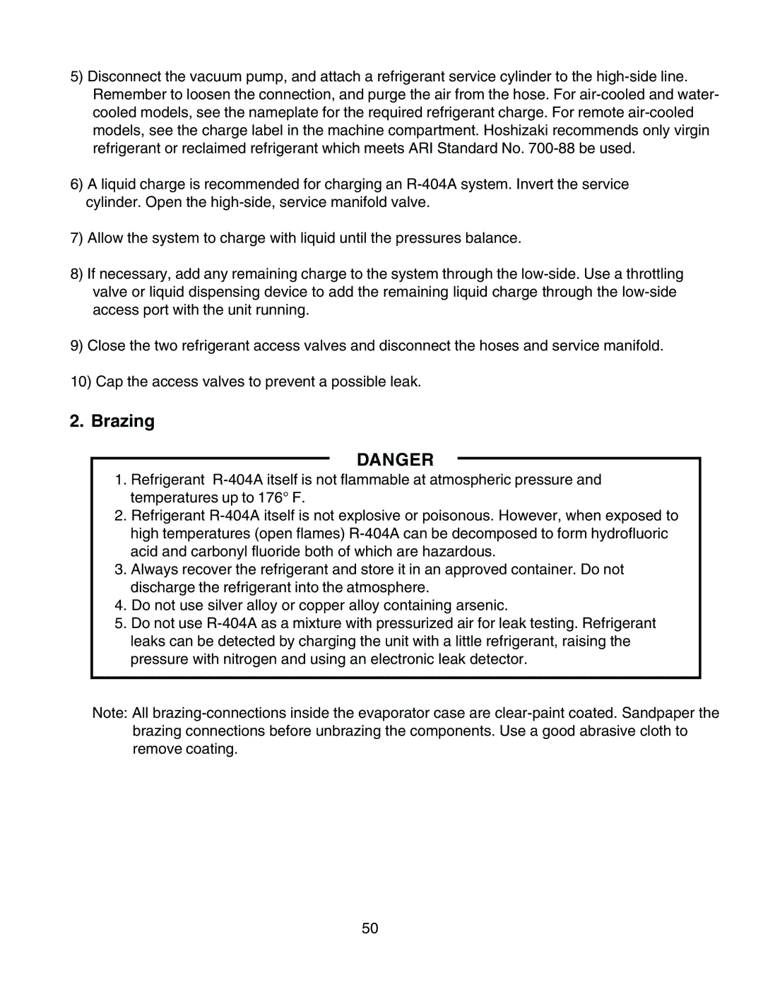 Hoshizaki KM-1300SAH3, KM-1300SWH3, KM-1300SRH3 service manual Brazing 