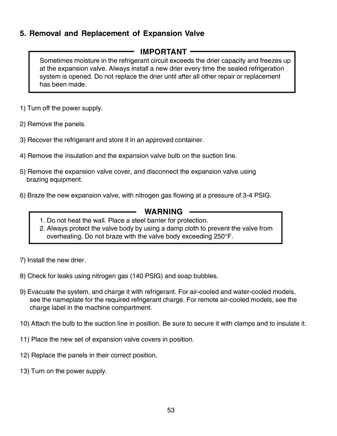 Hoshizaki KM-1300SRH3, KM-1300SAH3, KM-1300SWH3 service manual Removal and Replacement of Expansion Valve 