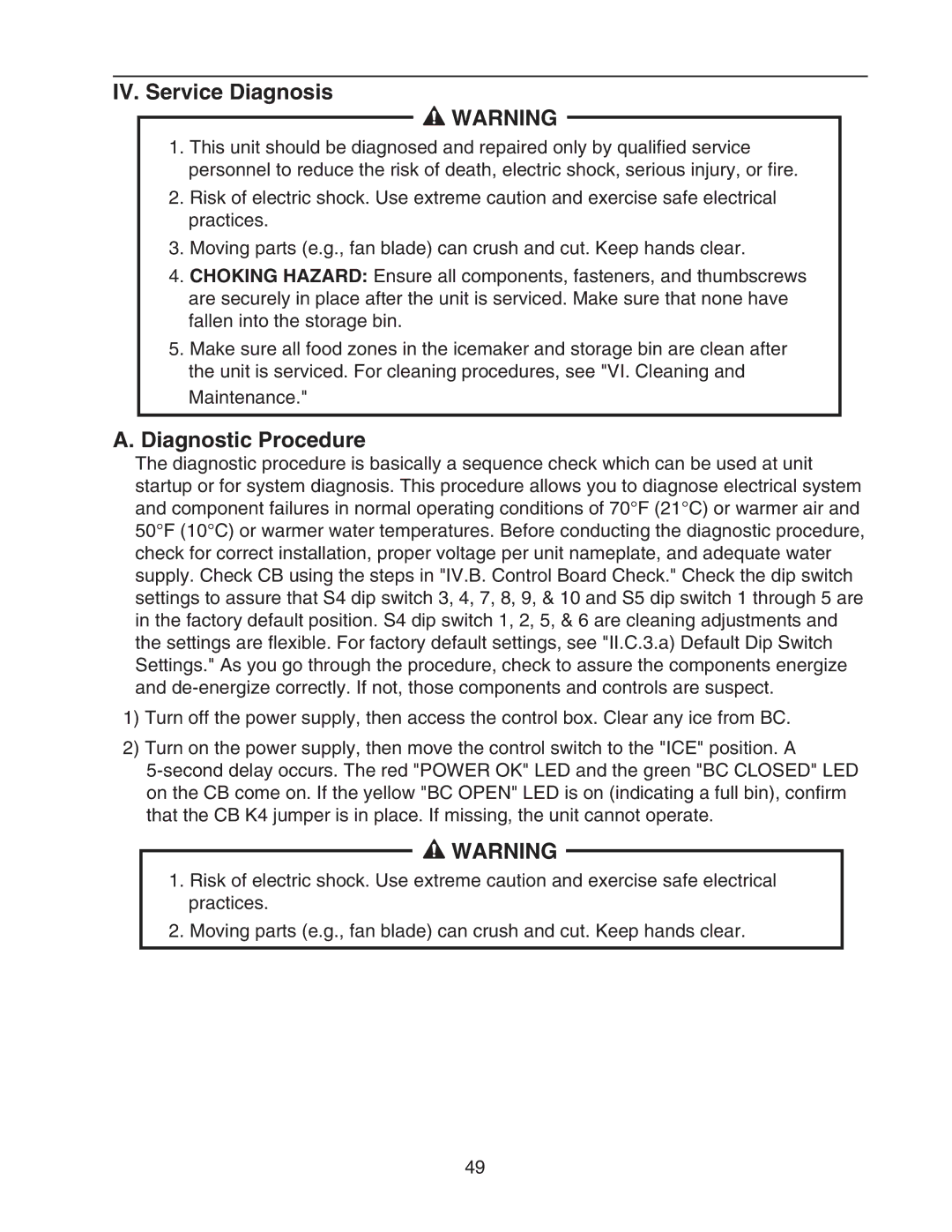 Hoshizaki KM-1301SRH/3, KM-1301SAH/3, KM-1301SWH/3 service manual IV. Service Diagnosis, Diagnostic Procedure 