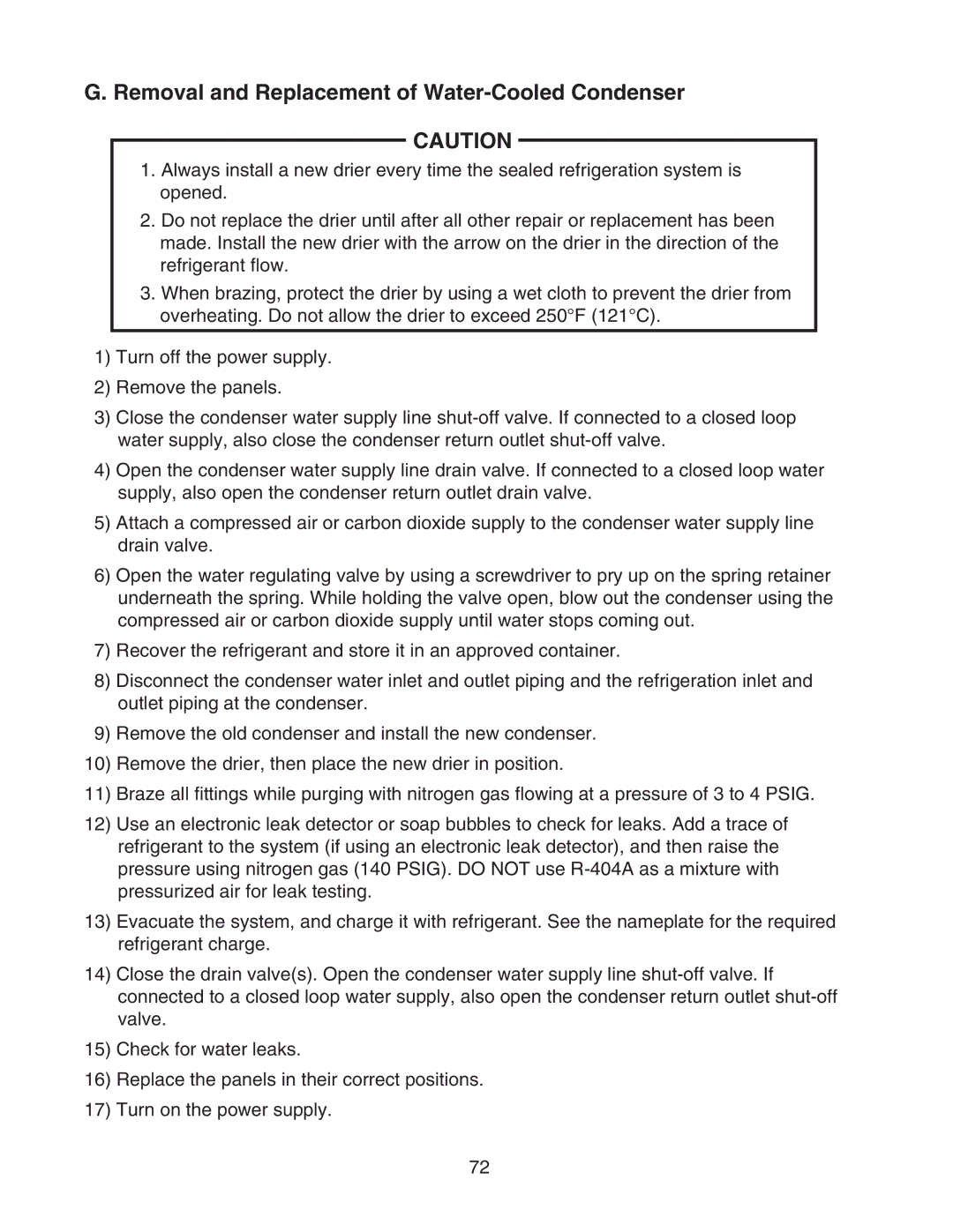 Hoshizaki KM-1301SAH/3, KM-1301SRH/3, KM-1301SWH/3 service manual Removal and Replacement of Water-Cooled Condenser 