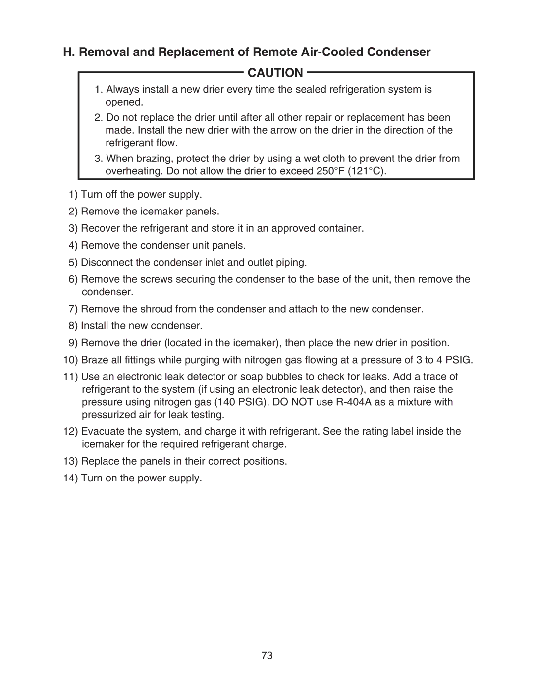 Hoshizaki KM-1301SRH/3, KM-1301SAH/3, KM-1301SWH/3 service manual Removal and Replacement of Remote Air-Cooled Condenser 