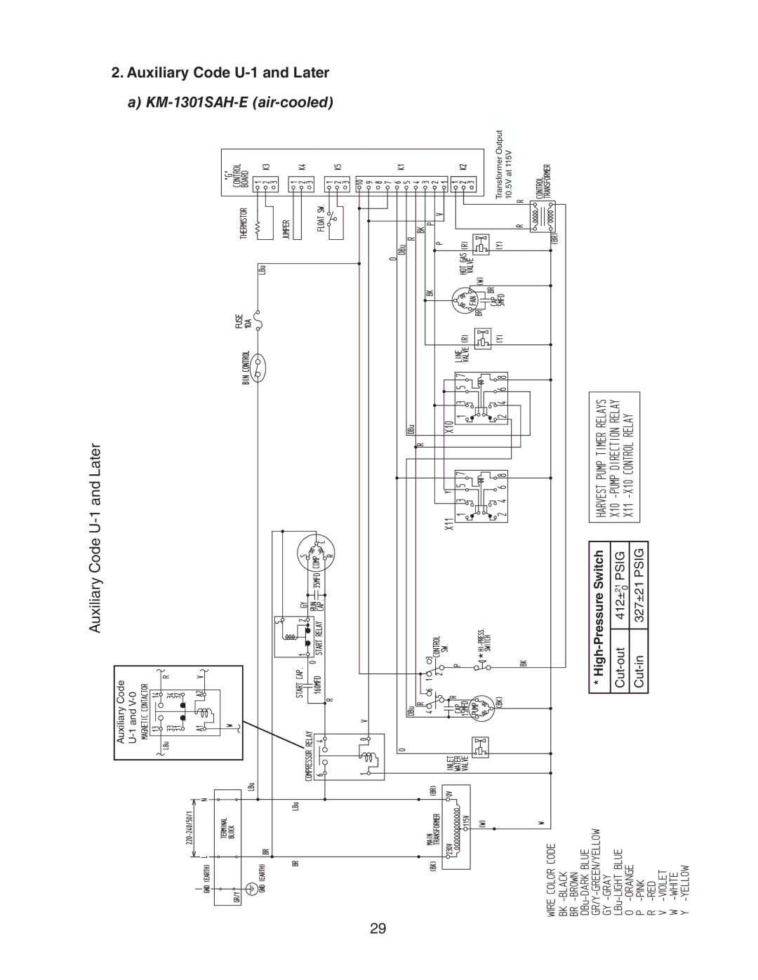 Hoshizaki KM-1301SWH-E, KM-1301SRH-E, KM-1301SAH-E service manual Auxiliary Code U-1 and Later 